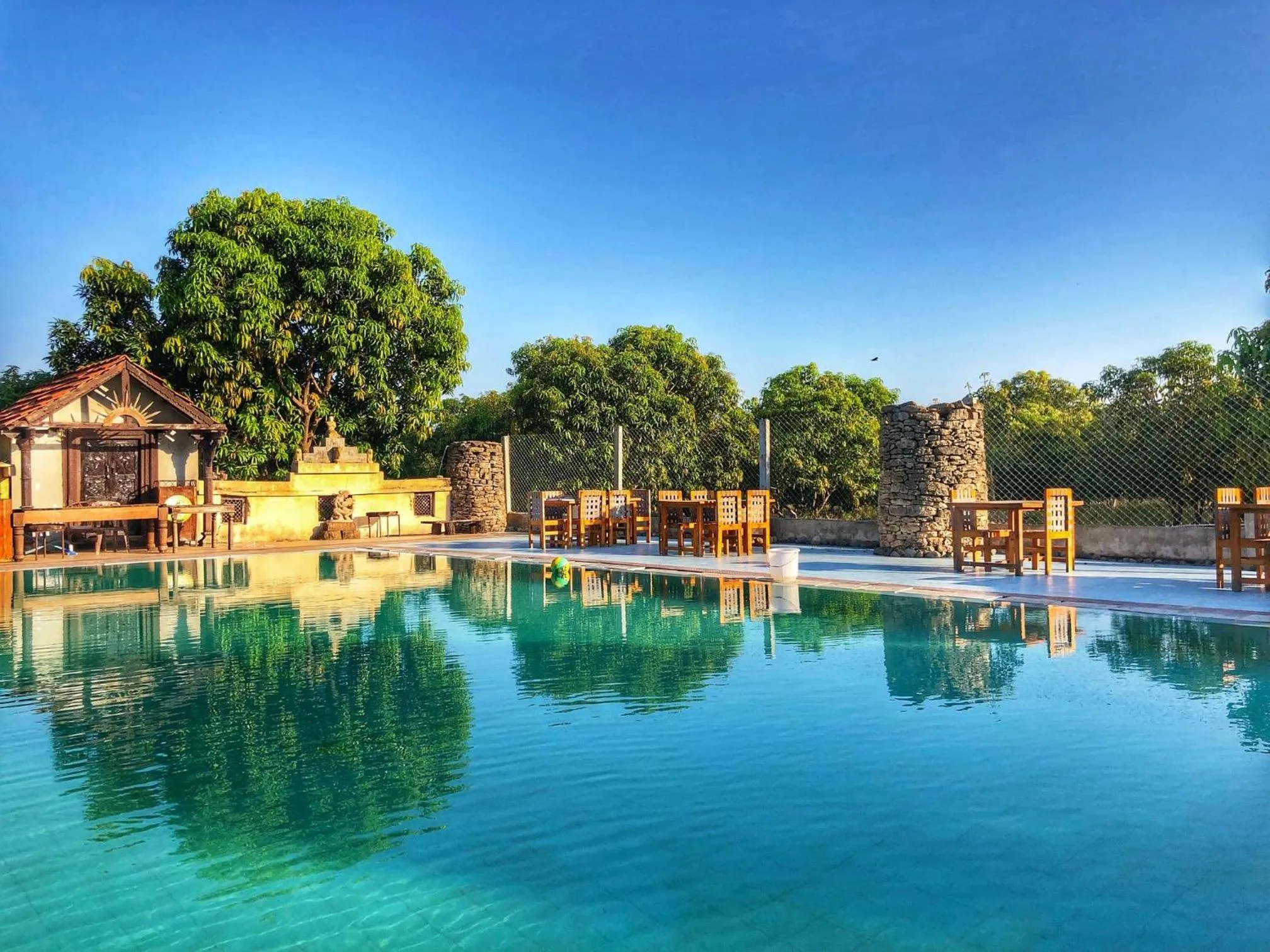 Pool view in Gir Lions Paw Resort with Swimming Pool