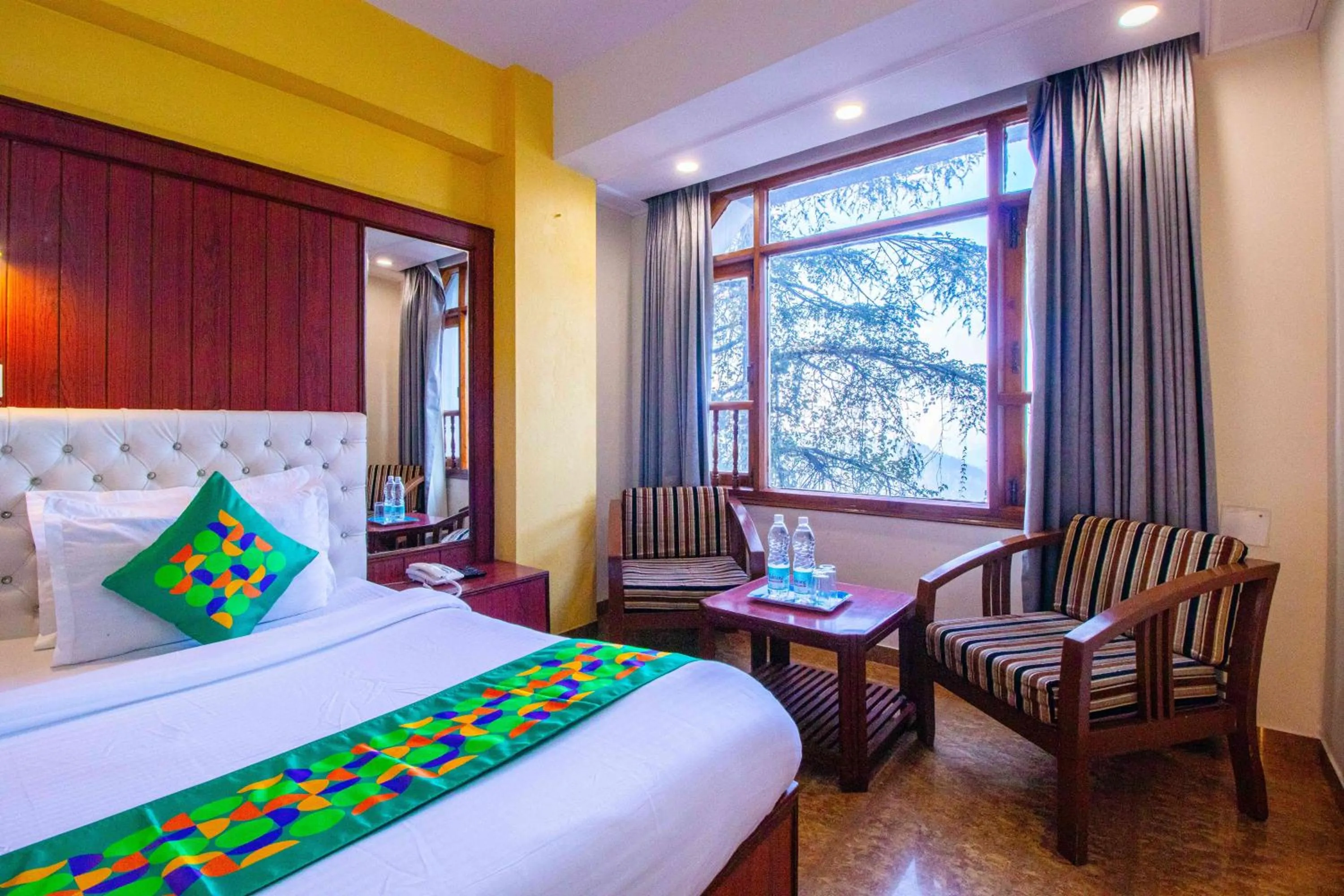 Bedroom, Bed in Treebo Varuna With Mountain View, Mall Road
