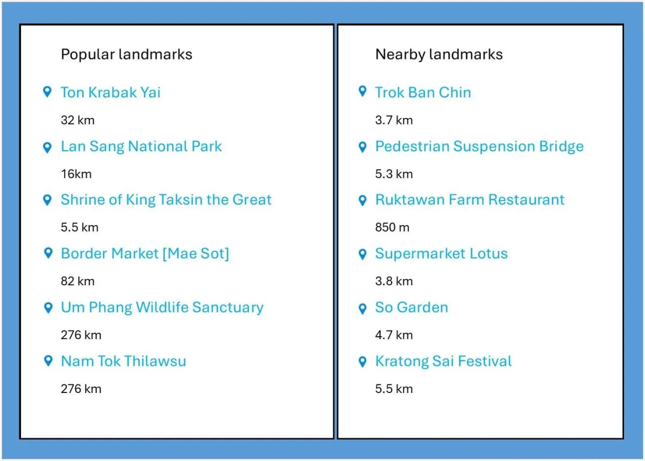 Nearby landmark in Tak Andaman Resort & Hotel