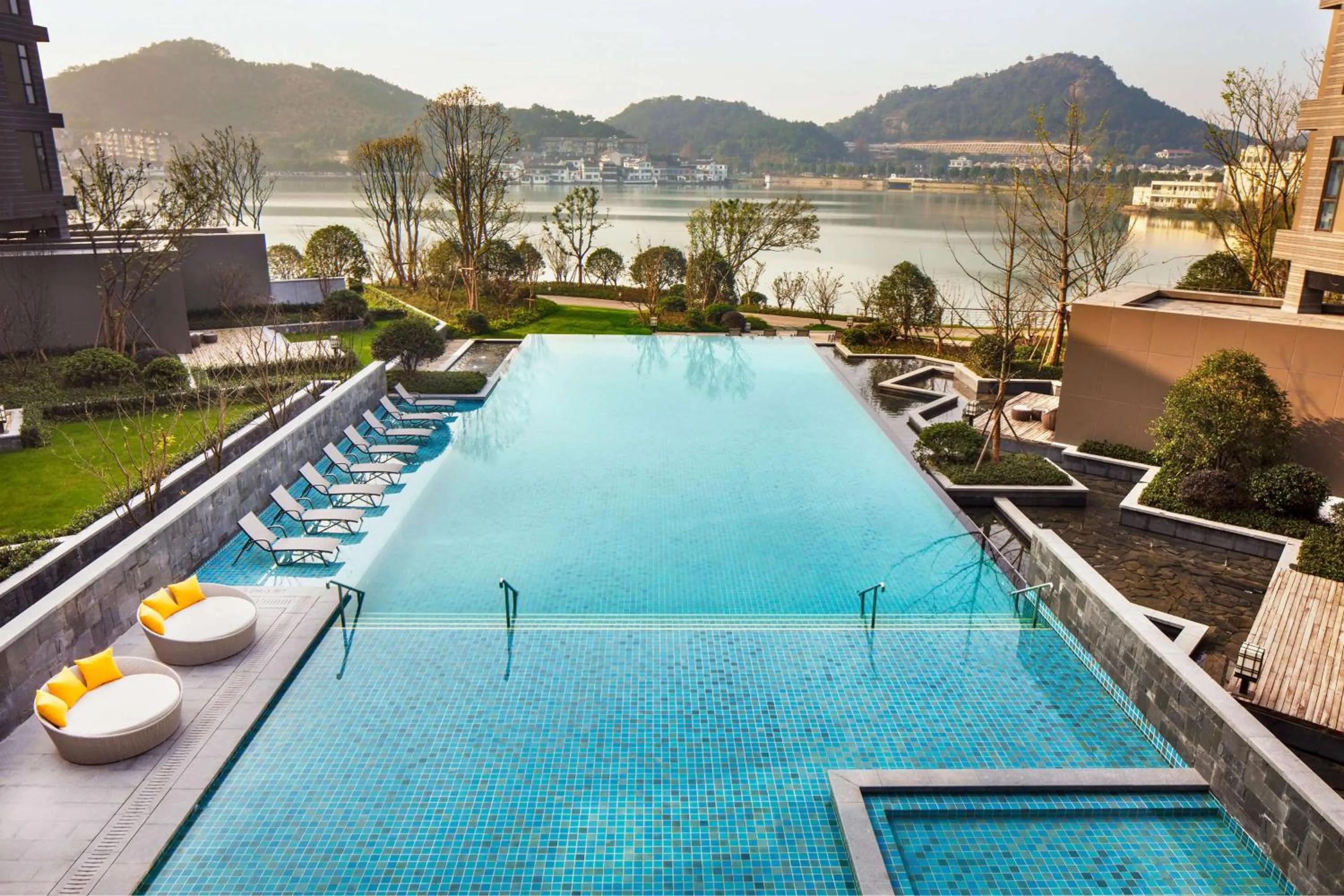 Pool view in Hilton Ningbo Dongqian Lake