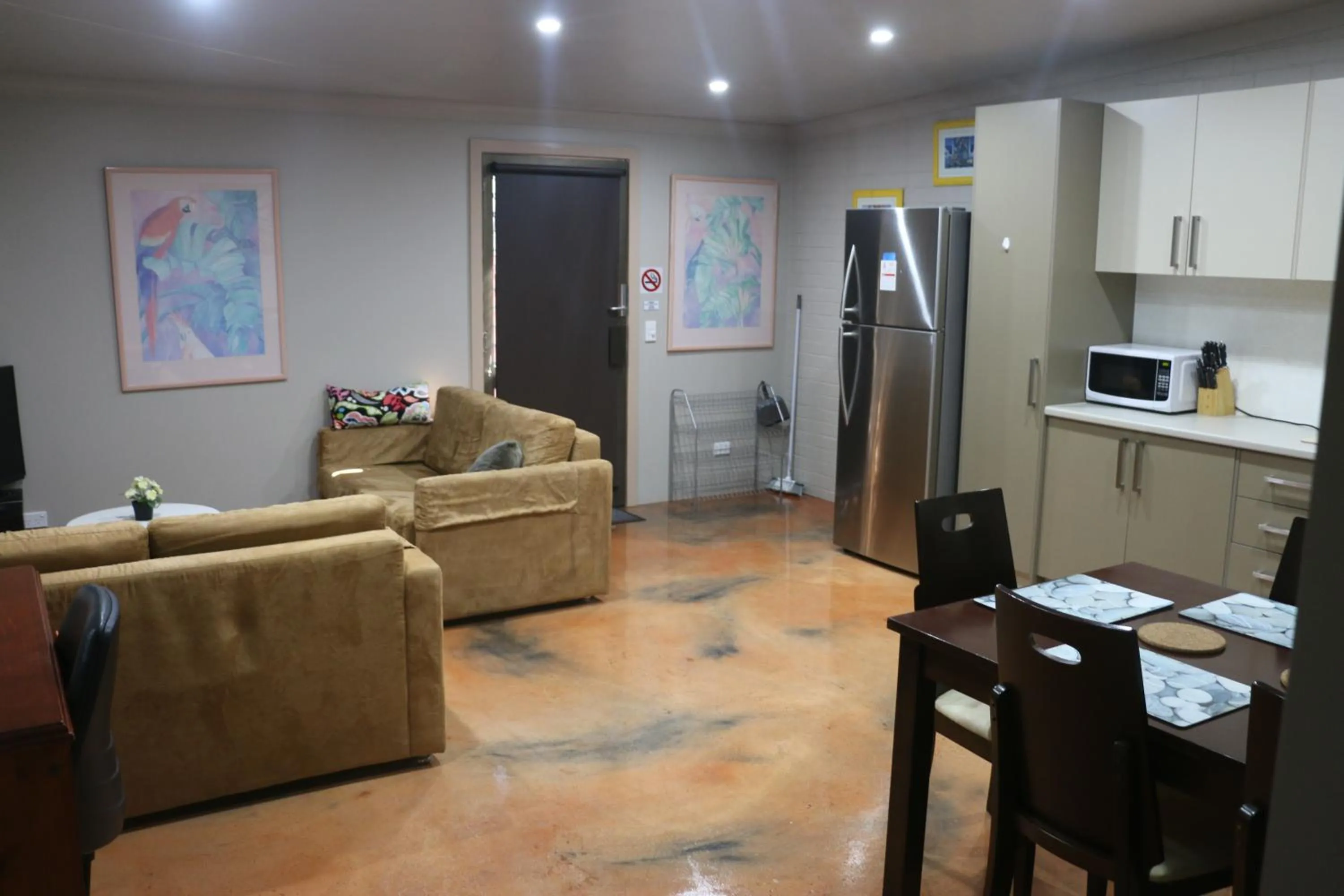 Living room in Westside Studio Apartments