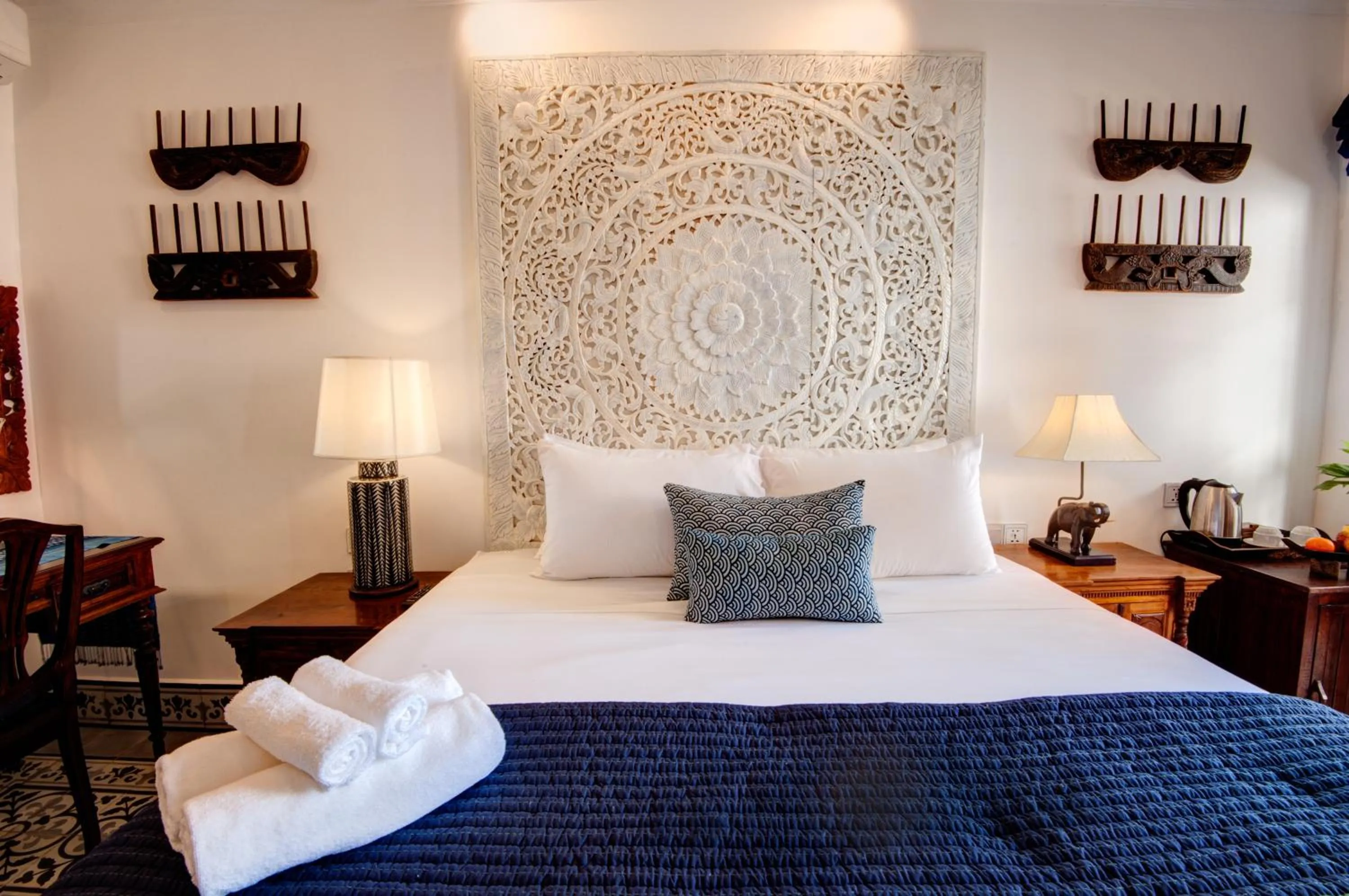 Bed in Khmer Surin Boutique Guesthouse