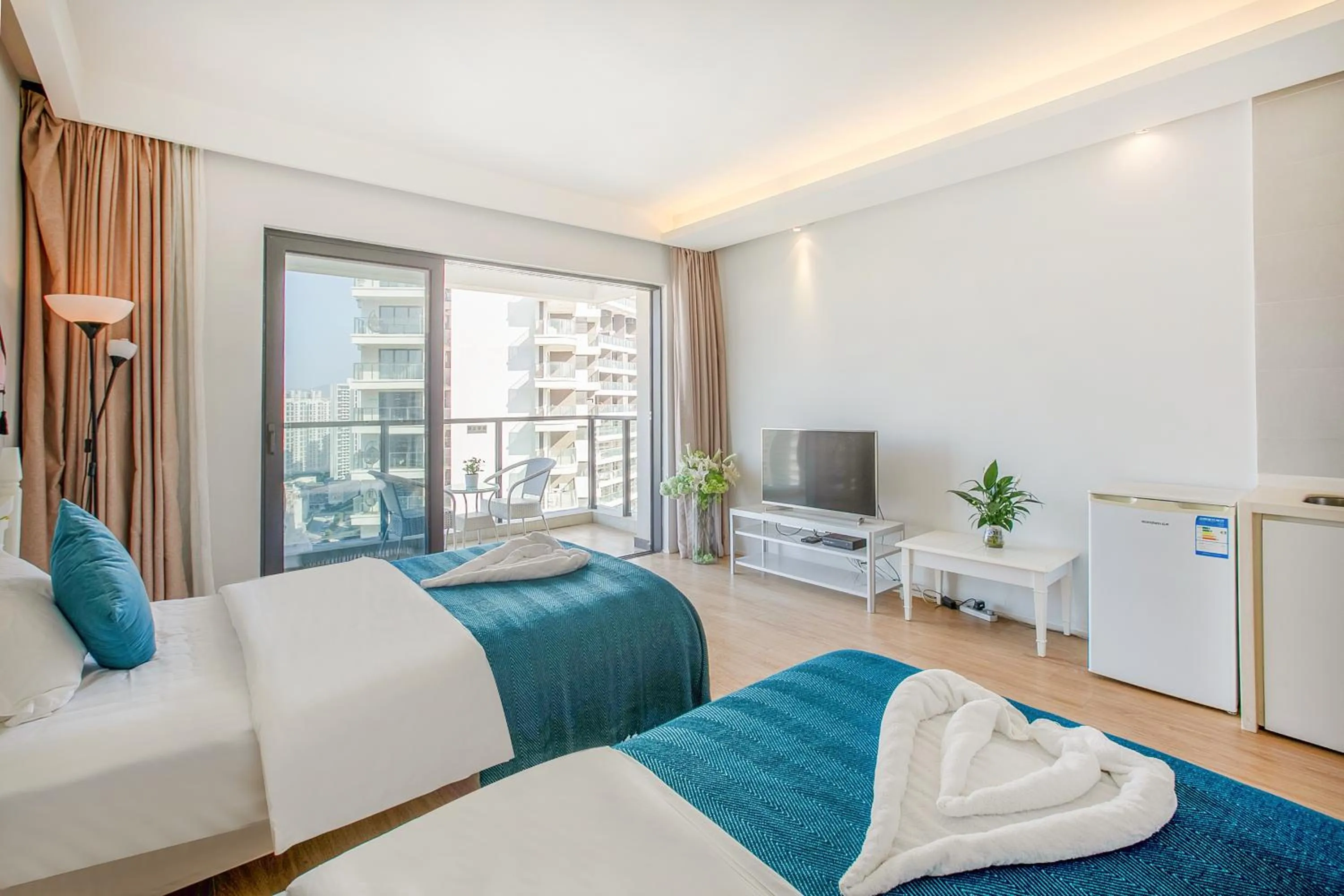 Bed in HuiZhou HuaYangNian Seaview Guesthouse