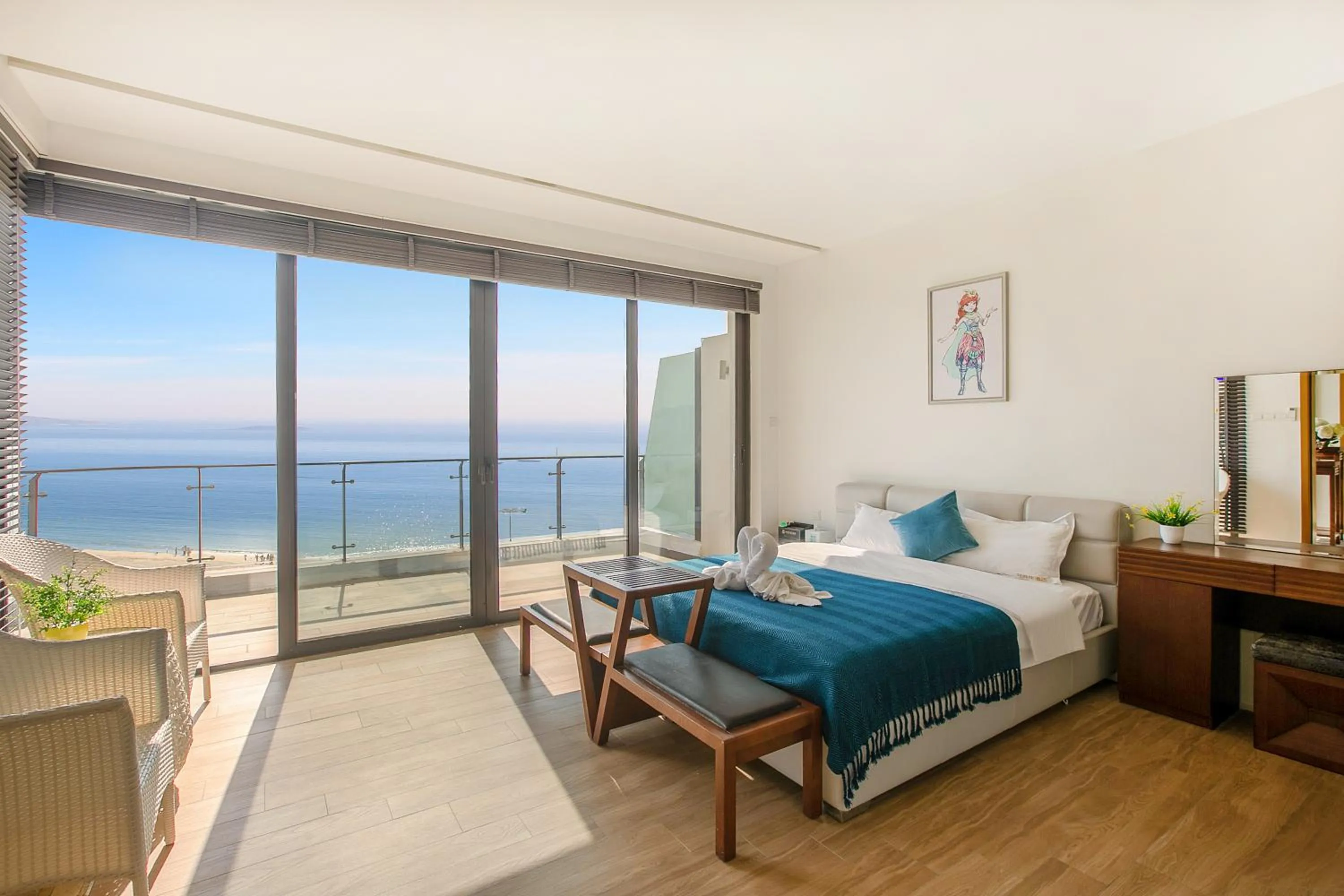 Bed in HuiZhou HuaYangNian Seaview Guesthouse