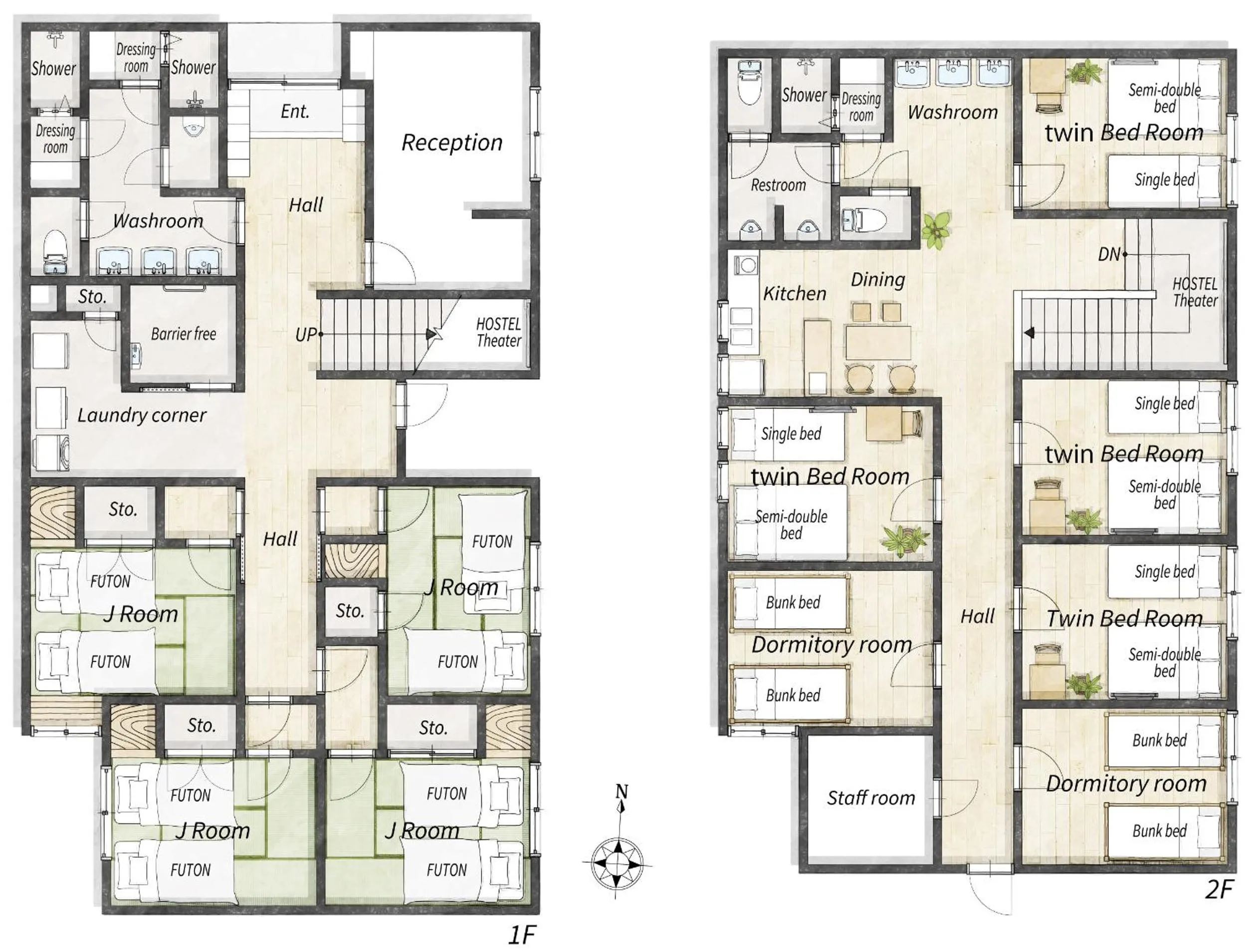 Floor plan in add-Hostel Uji Cha-gan-ju-tei