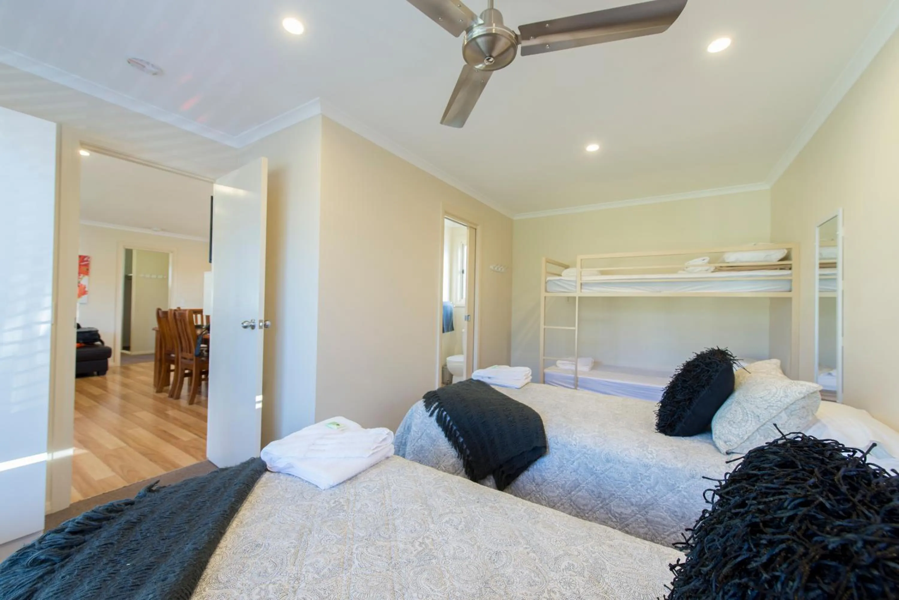 Bed in Fossickers Tourist Park