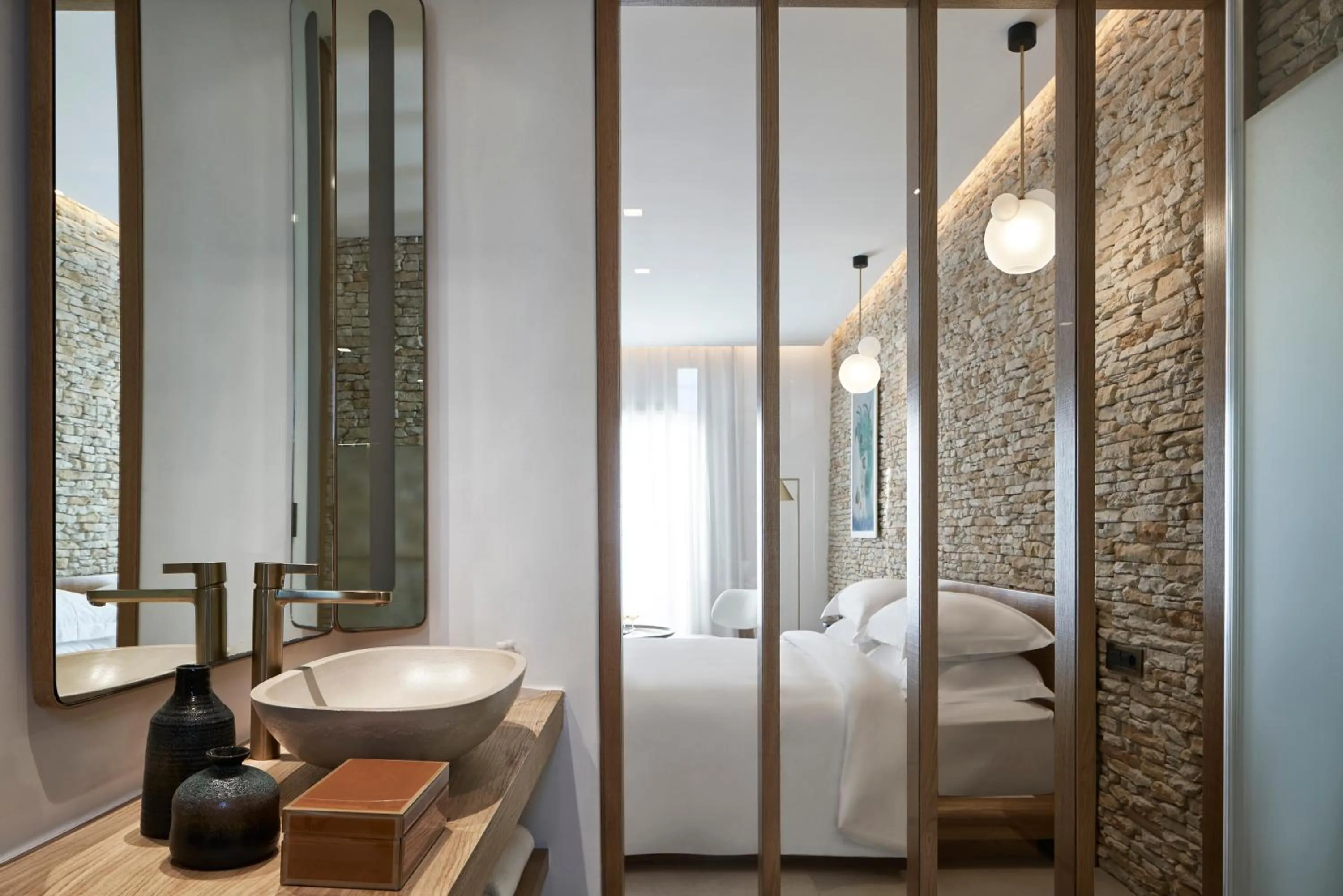 Bedroom, Bed in Myconian Naia - Preferred Hotels & Resorts