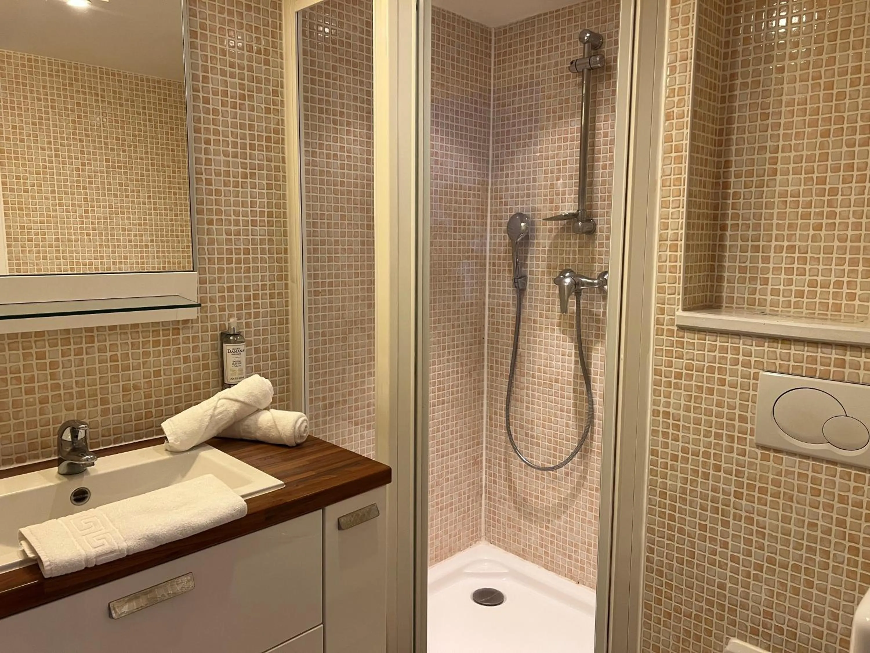 Shower in Le Trophée Boutique Hôtel Spa- La Loggia Appart'hôtel