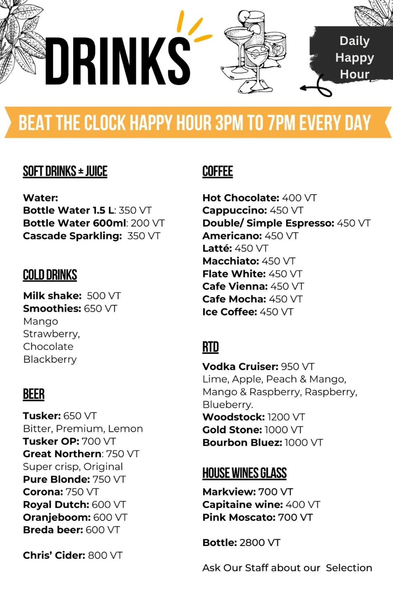 Food and drinks in Retreat Seaside