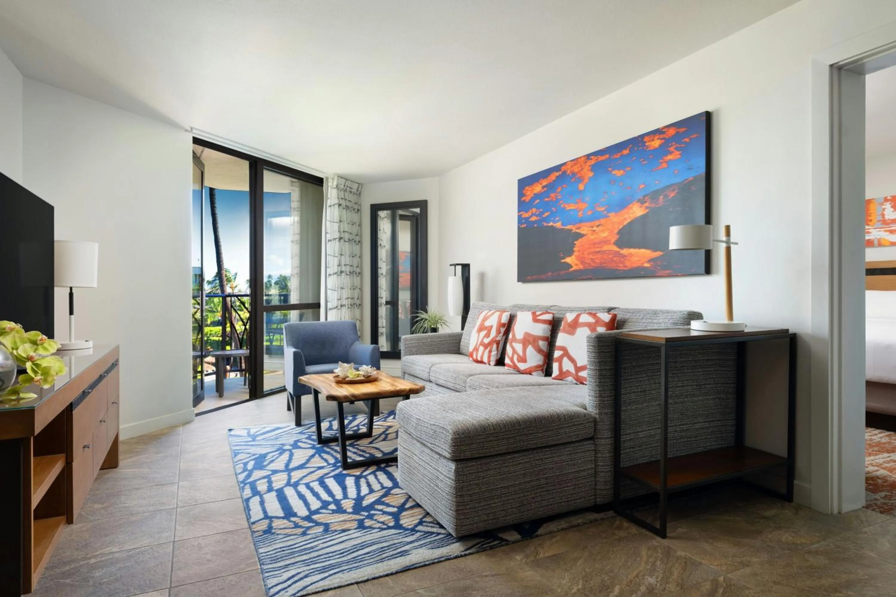 Living room in Marriott’s Waikoloa Ocean Club