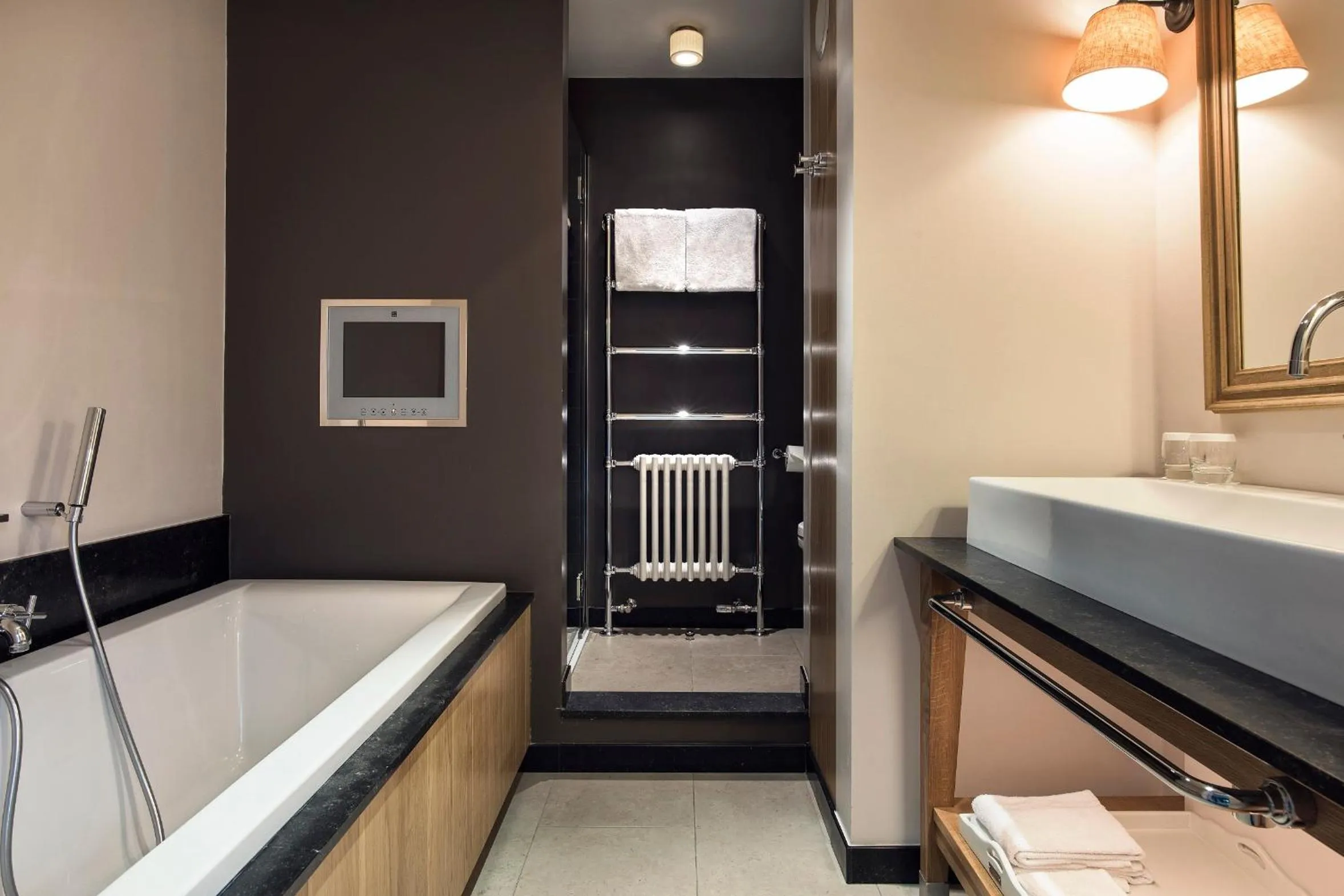 Bathroom, Bed in La Butte aux Bois a Small Luxury Hotel of the World