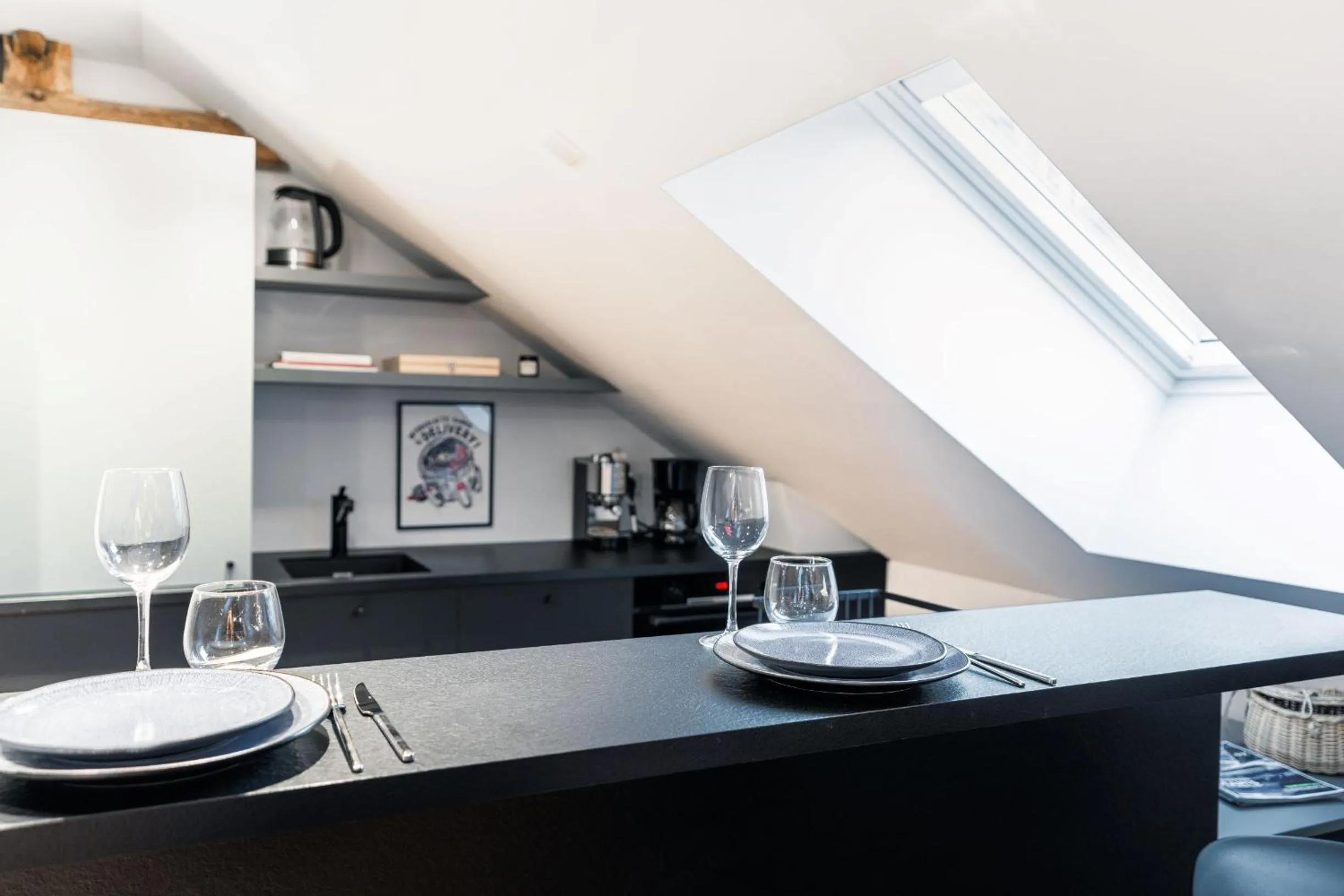 Kitchen or kitchenette in Hôtel du Château Dinan - Originals Boutique