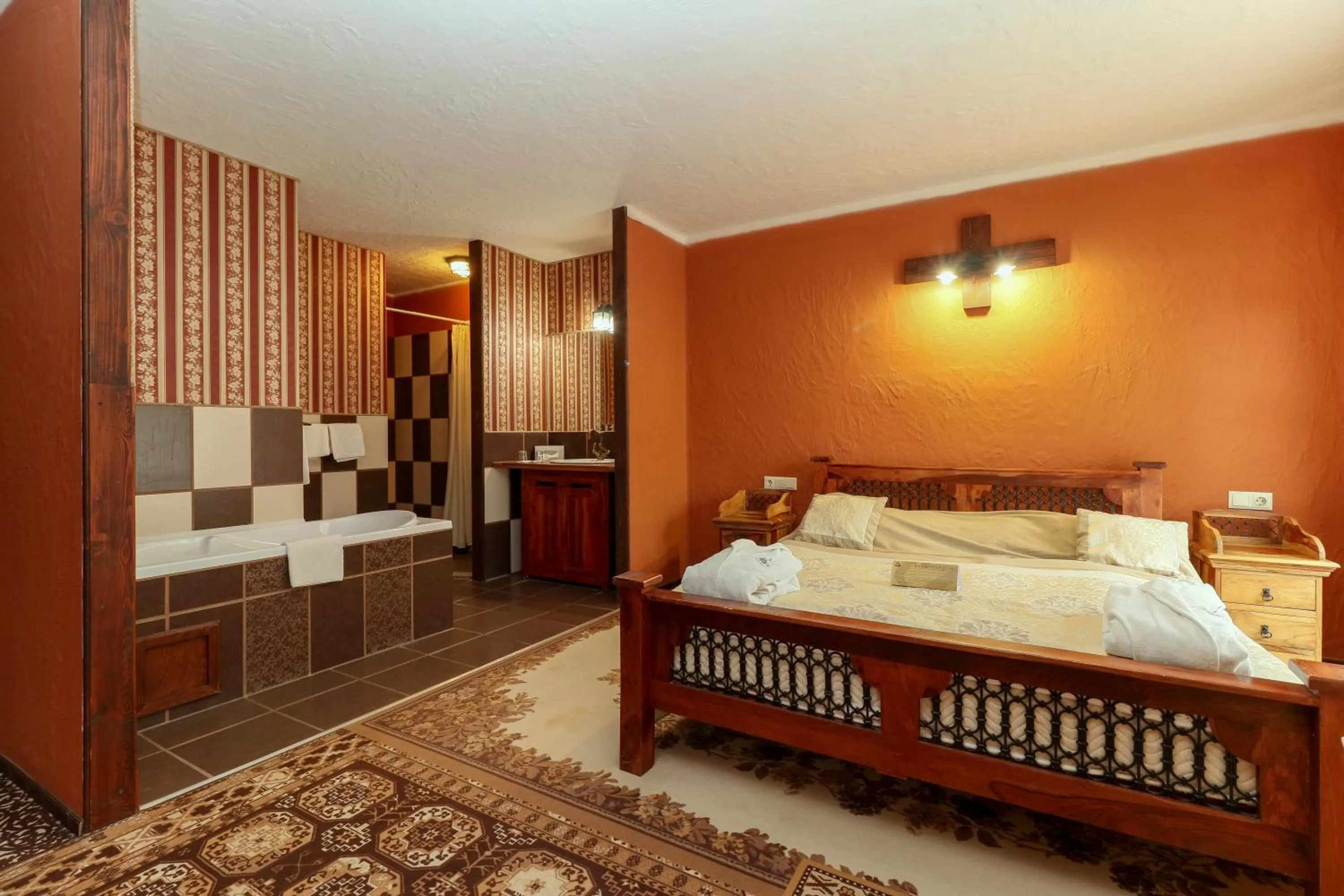 Bathroom, Bed in Puchner Kastélyszálló