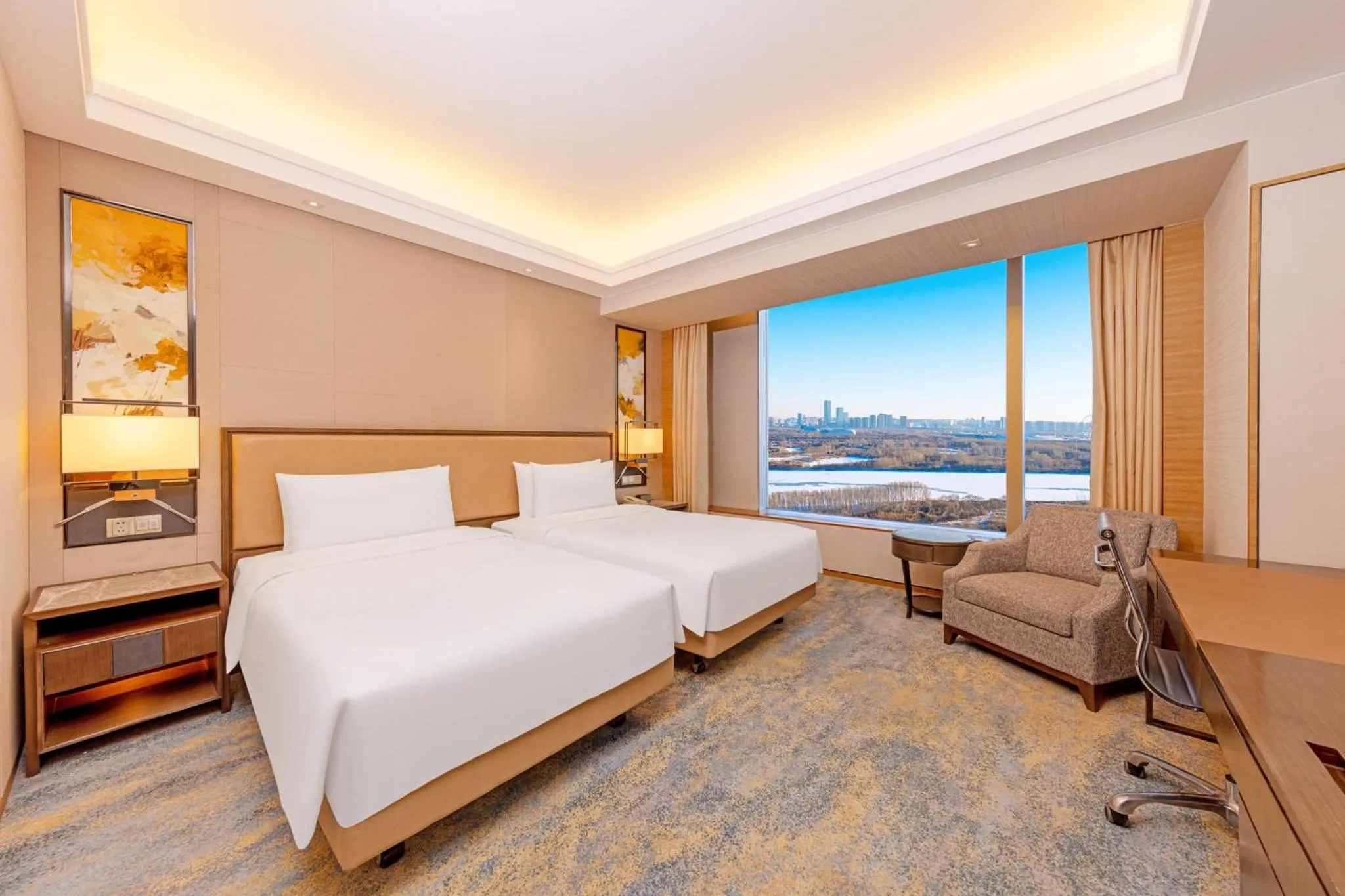 Photo of the whole room, Bed in Shangri-La Songbei, Harbin