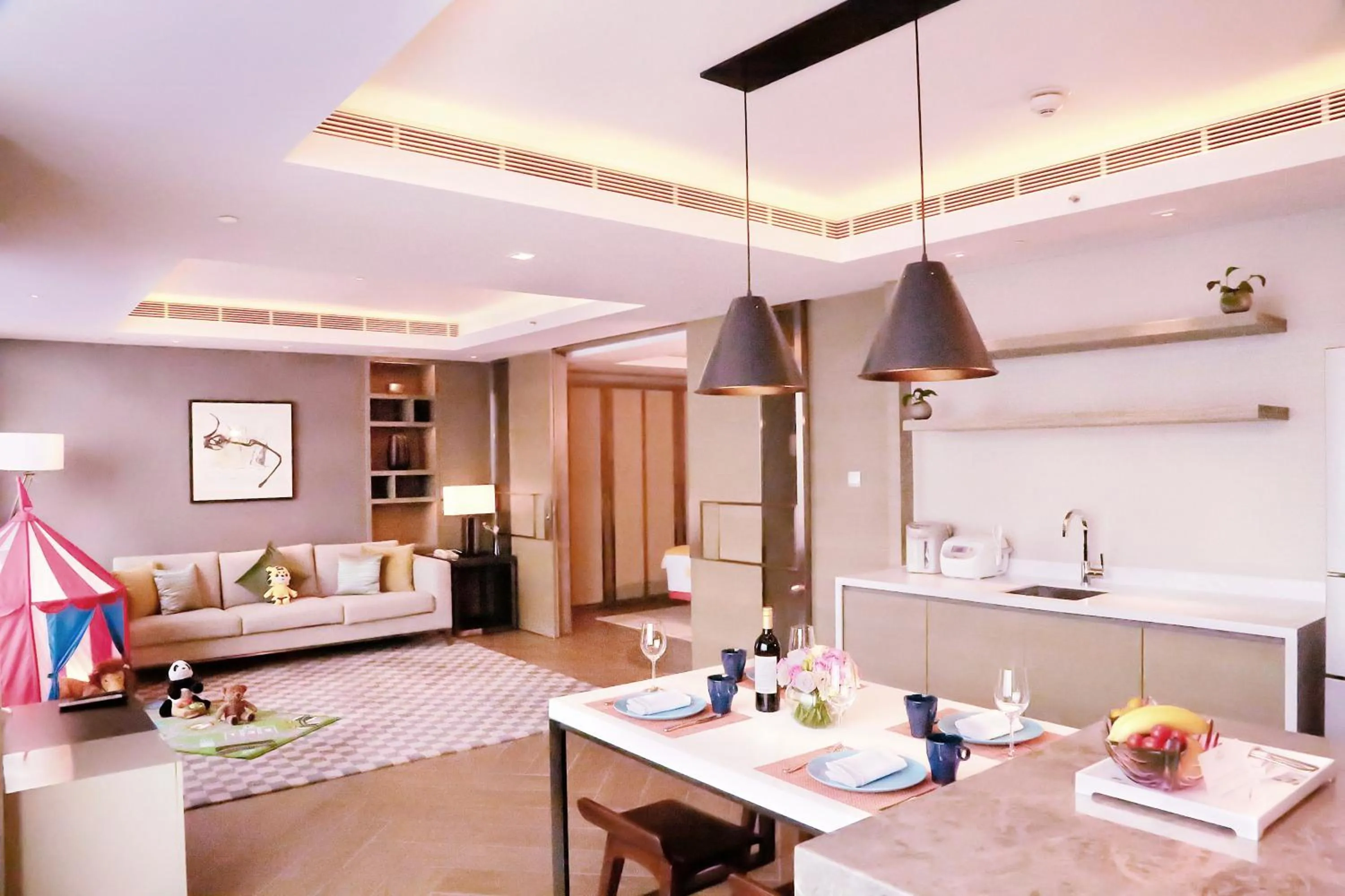 Living room, Bed in Shangri-La Songbei, Harbin