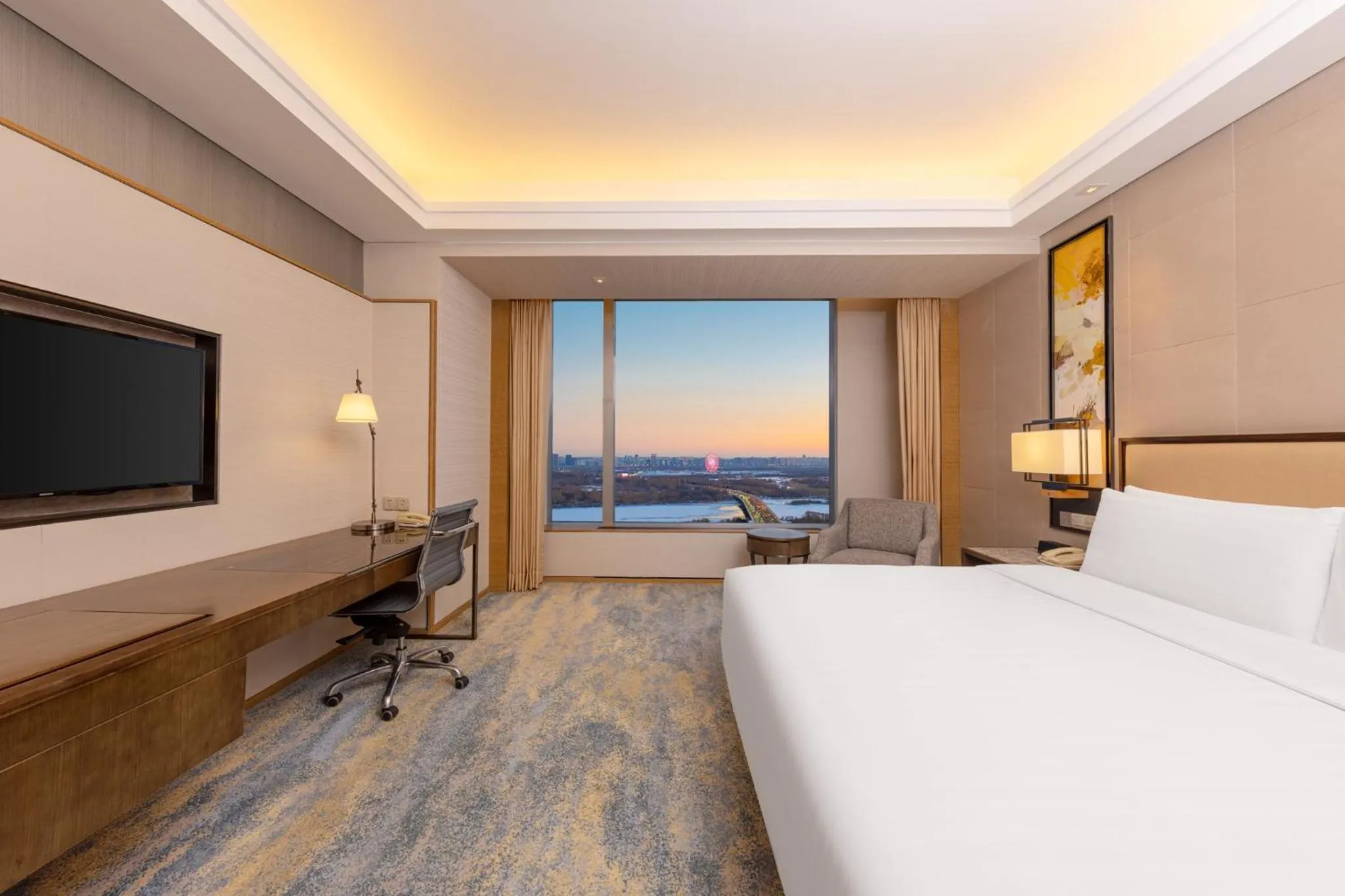 Photo of the whole room, Bed in Shangri-La Songbei, Harbin