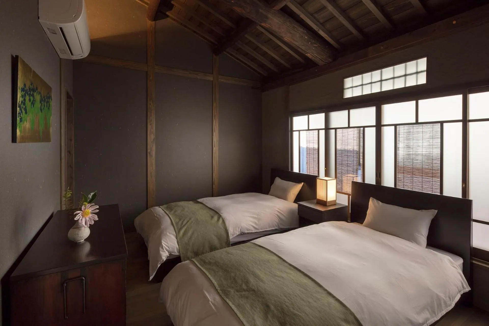 Bedroom, Bed in Sumitsugu Machiya House