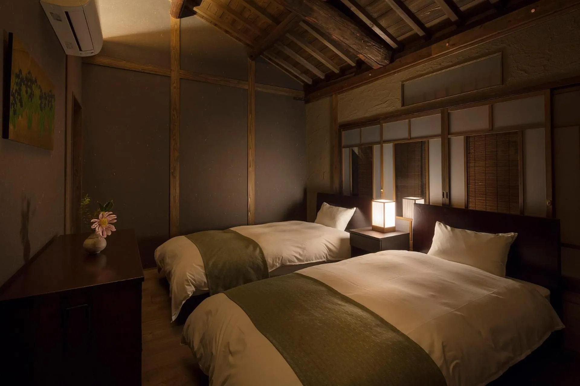Bedroom, Bed in Sumitsugu Machiya House