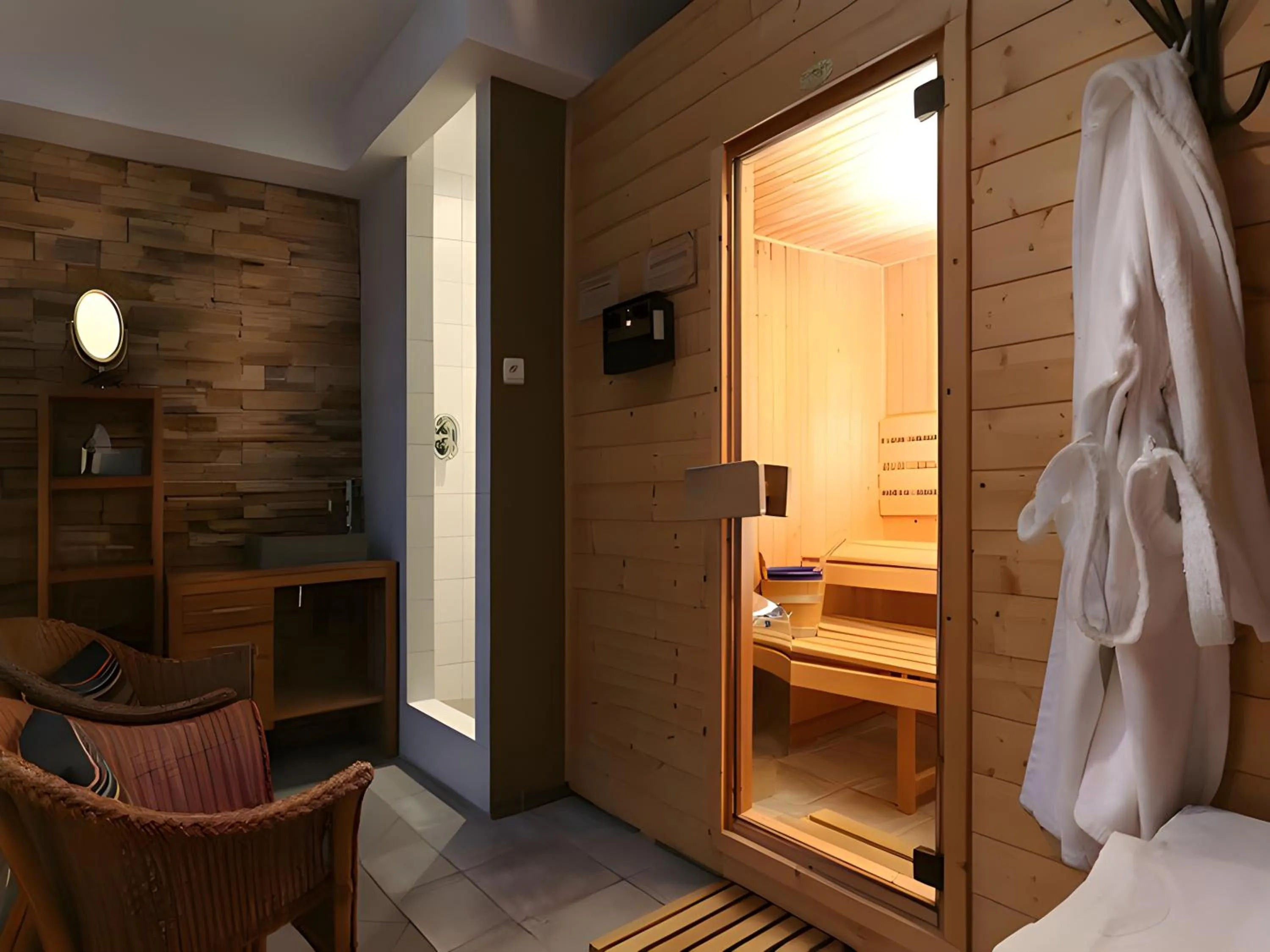 Sauna, Bed in Hotel Myrtilles