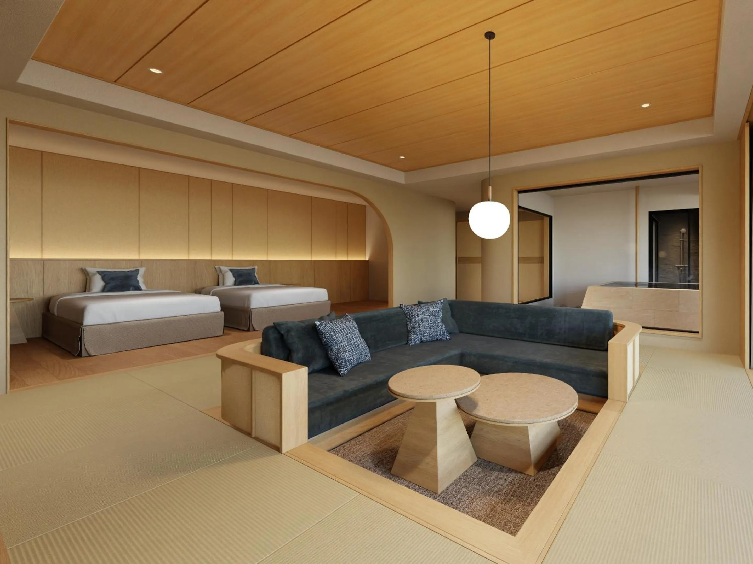 Bed in IZU RETREAT by Onko Chishin