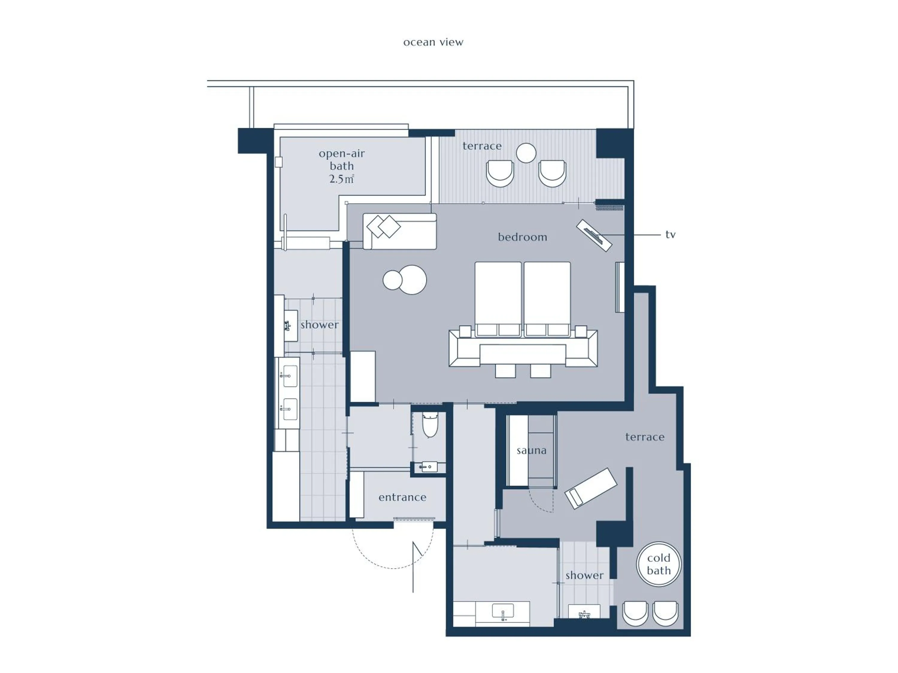 Floor plan in IZU RETREAT by Onko Chishin