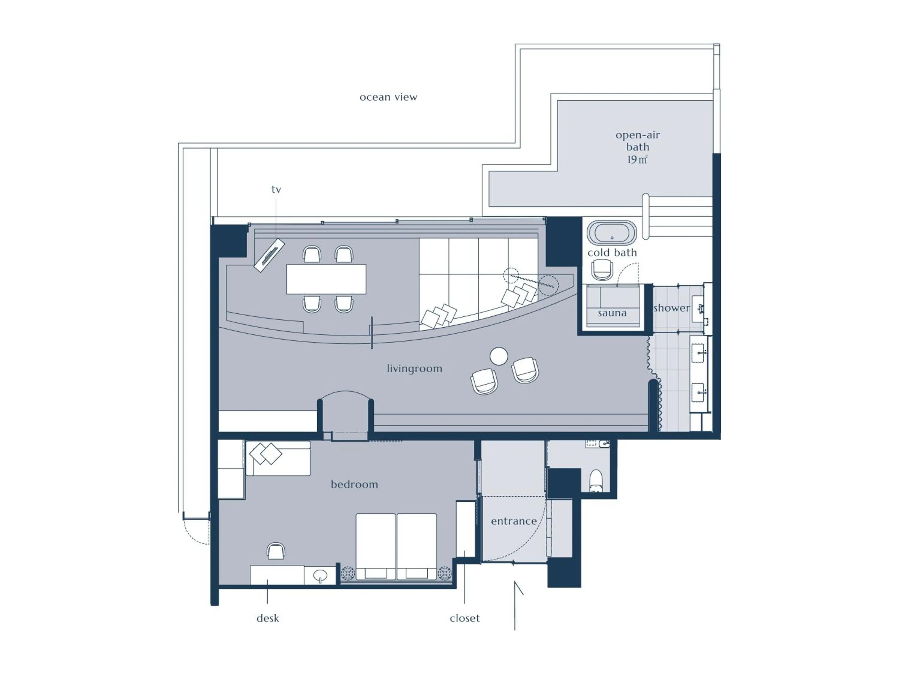 Floor plan in IZU RETREAT by Onko Chishin