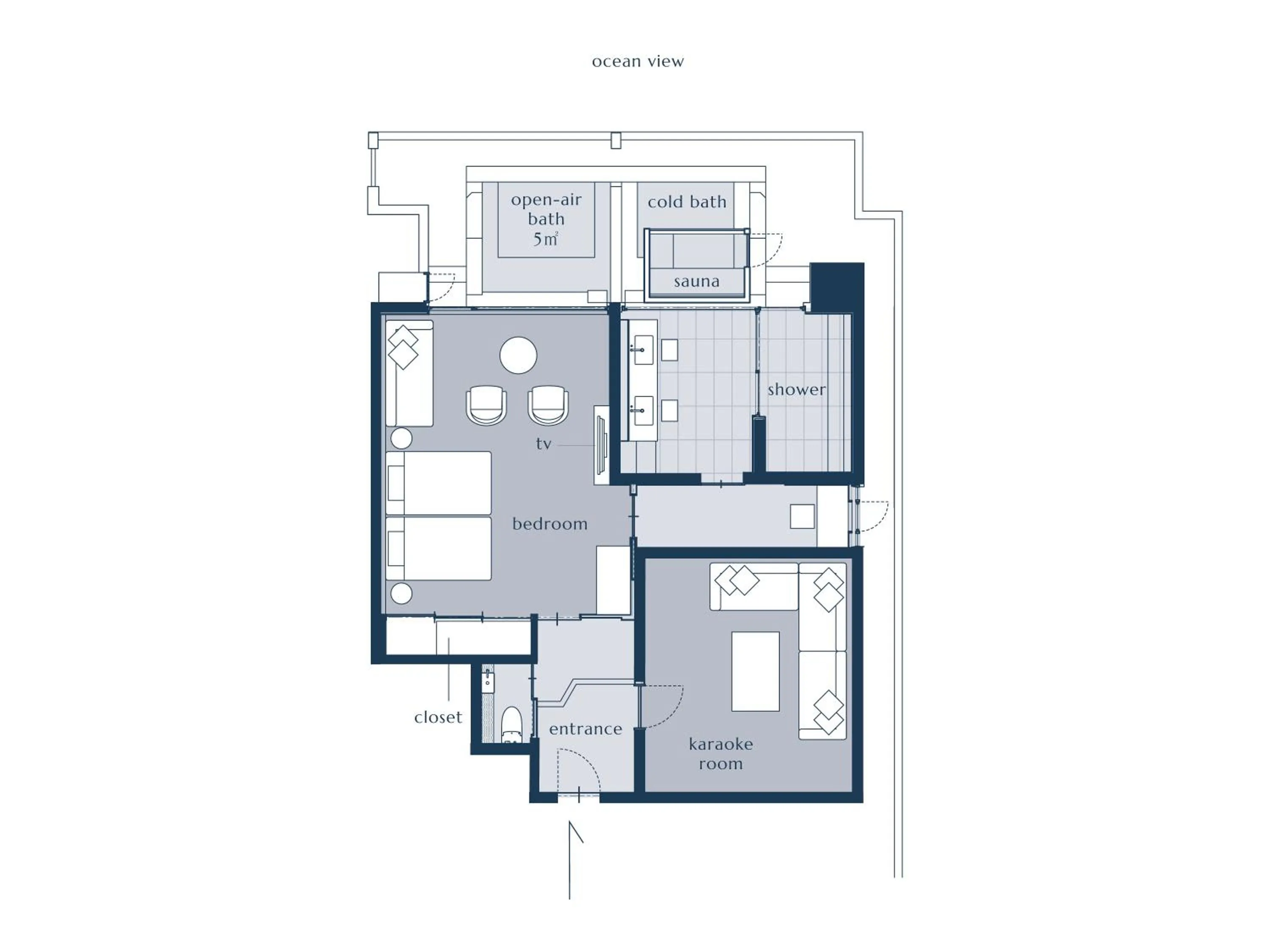 Floor plan in IZU RETREAT by Onko Chishin