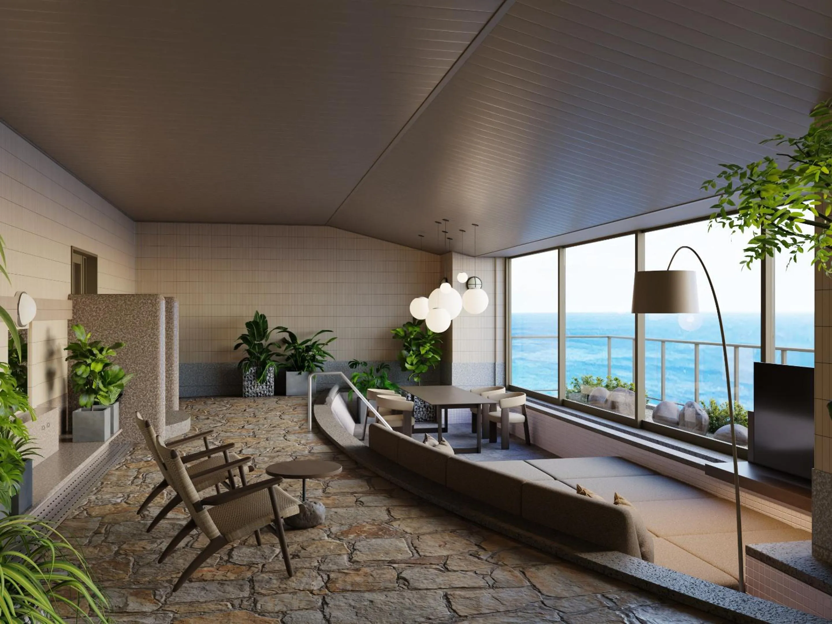 Living room in IZU RETREAT by Onko Chishin