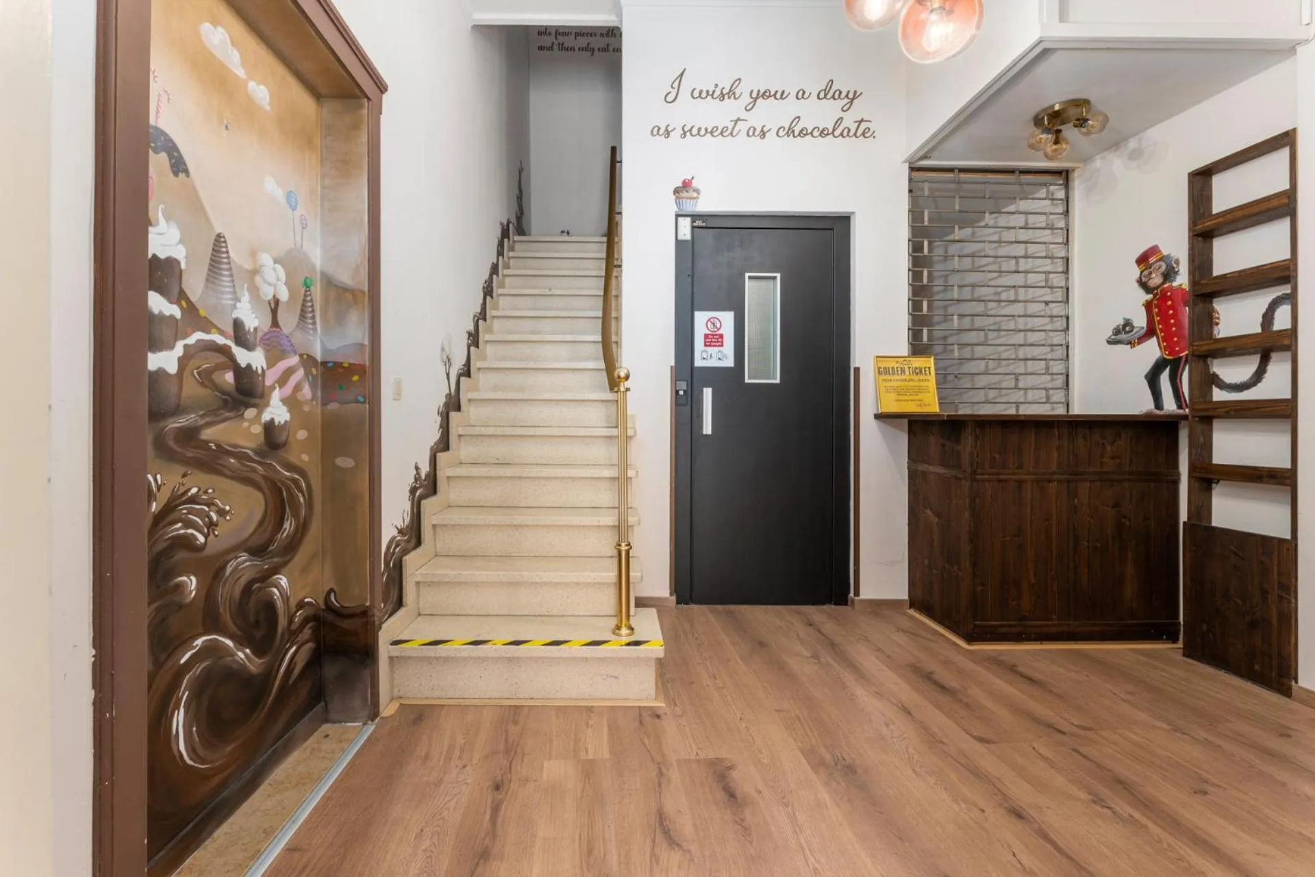 Text overlay in The Chocolate Suites