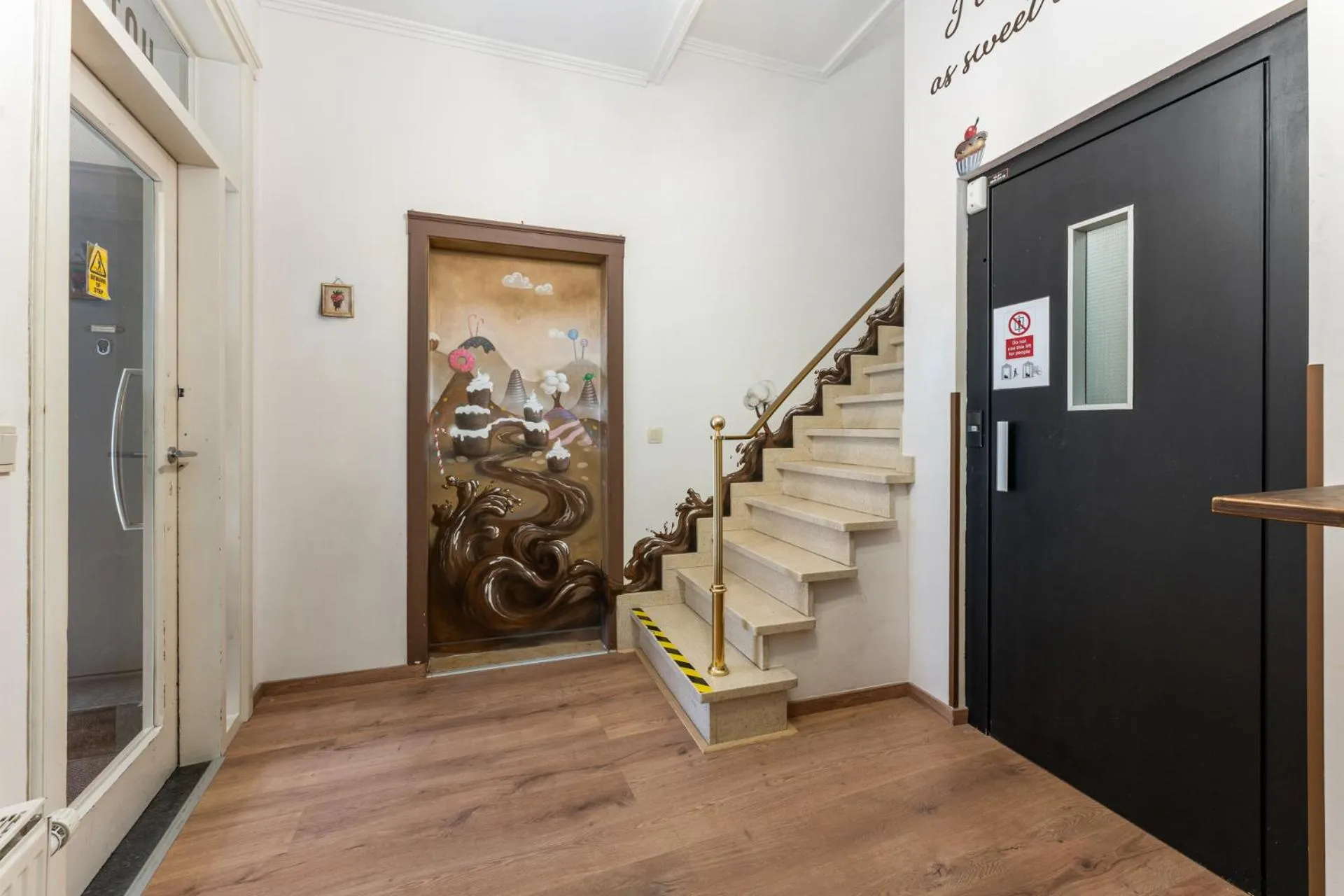 Text overlay in The Chocolate Suites