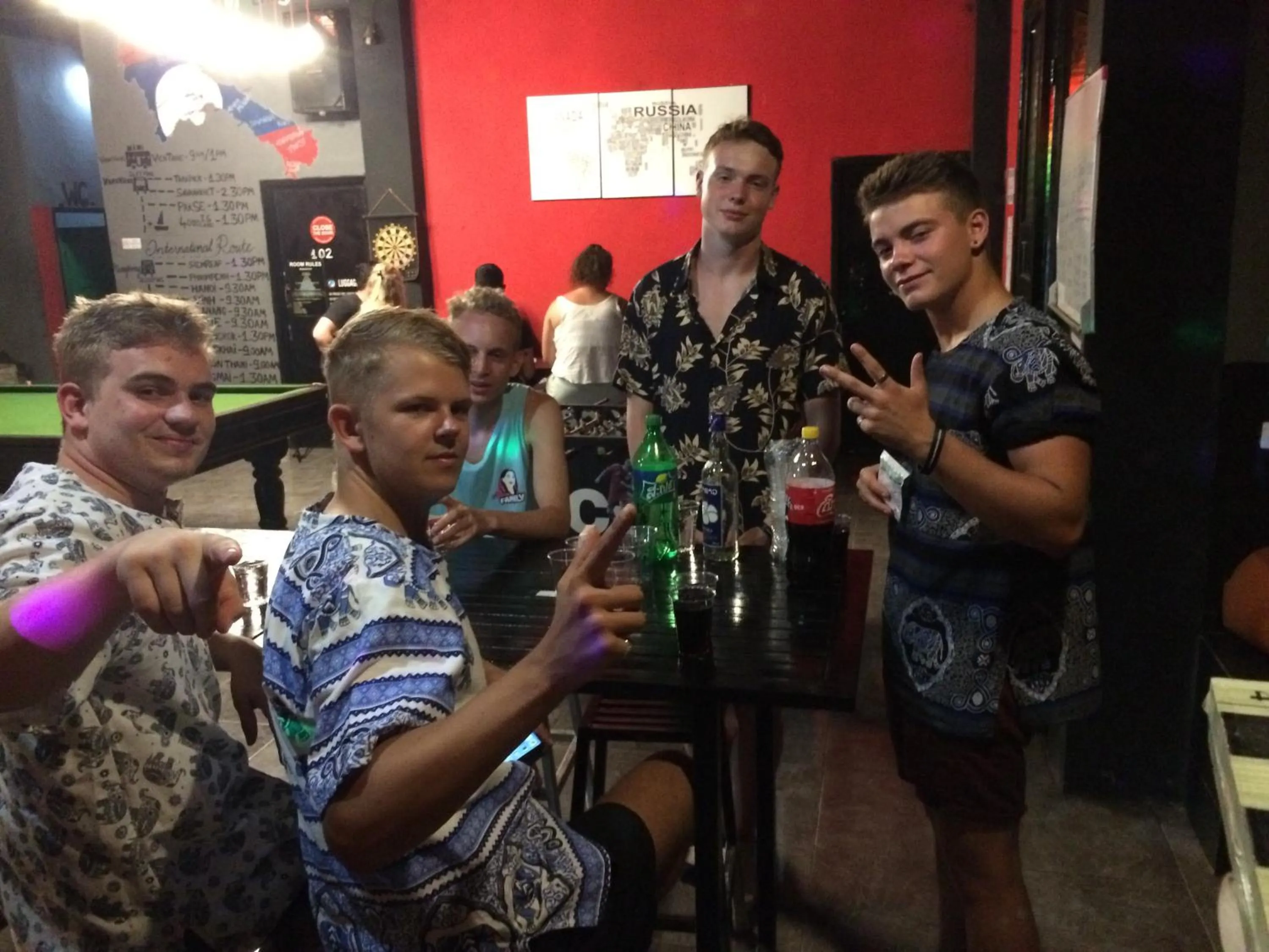 Alcoholic drinks in Vangvieng Rock Backpacker Rooftop Hostel