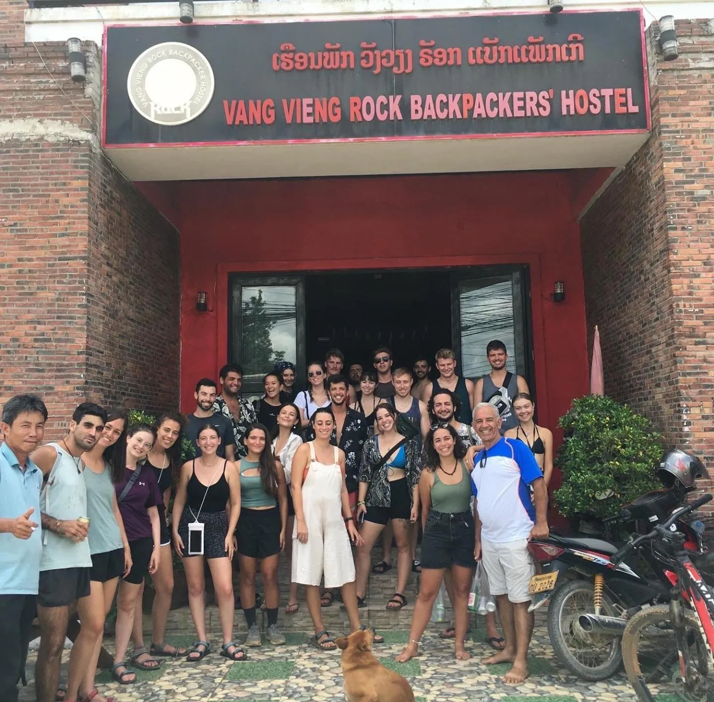 group of guests in Vangvieng Rock Backpacker Rooftop Hostel