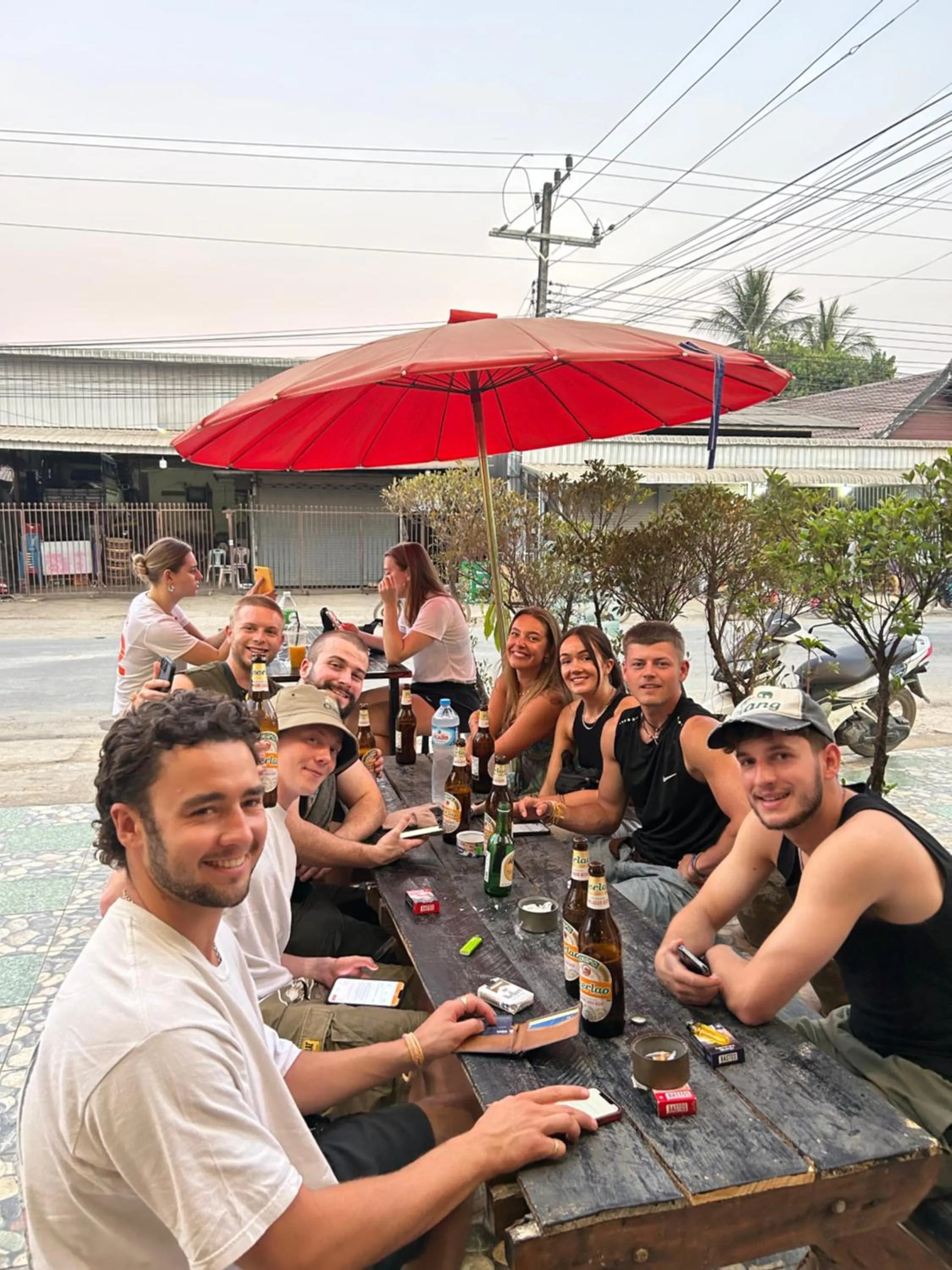 group of guests in Vangvieng Rock Backpacker Rooftop Hostel