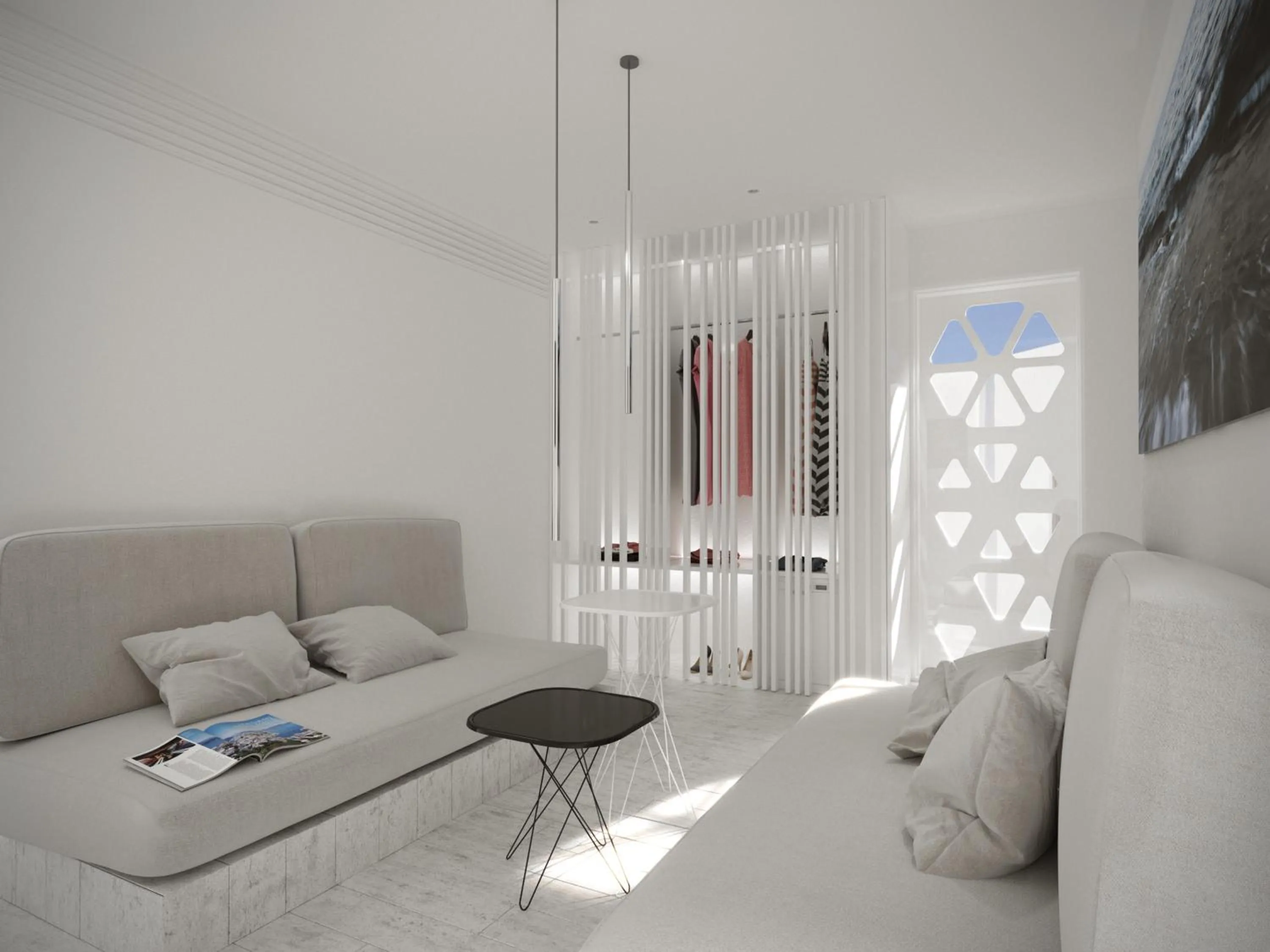 Seating area in Mykonos Dove Beachfront Hotel