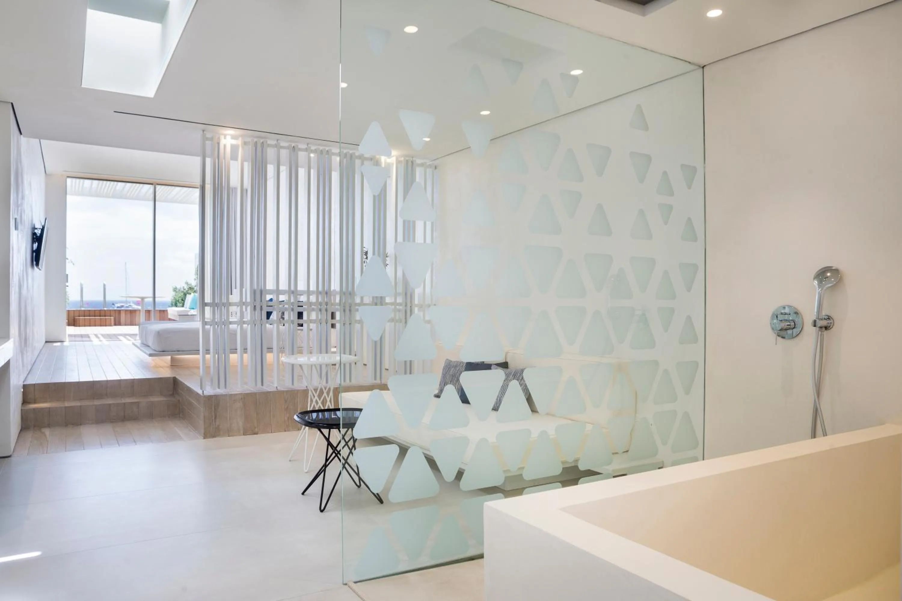 Balcony/Terrace in Mykonos Dove Beachfront Hotel