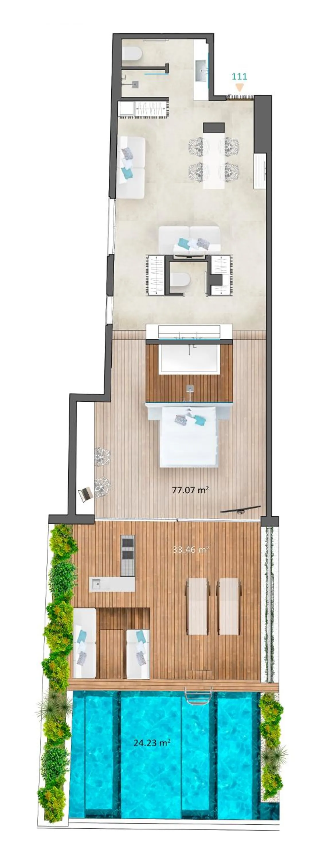 Floor plan in Mykonos Dove Beachfront Hotel