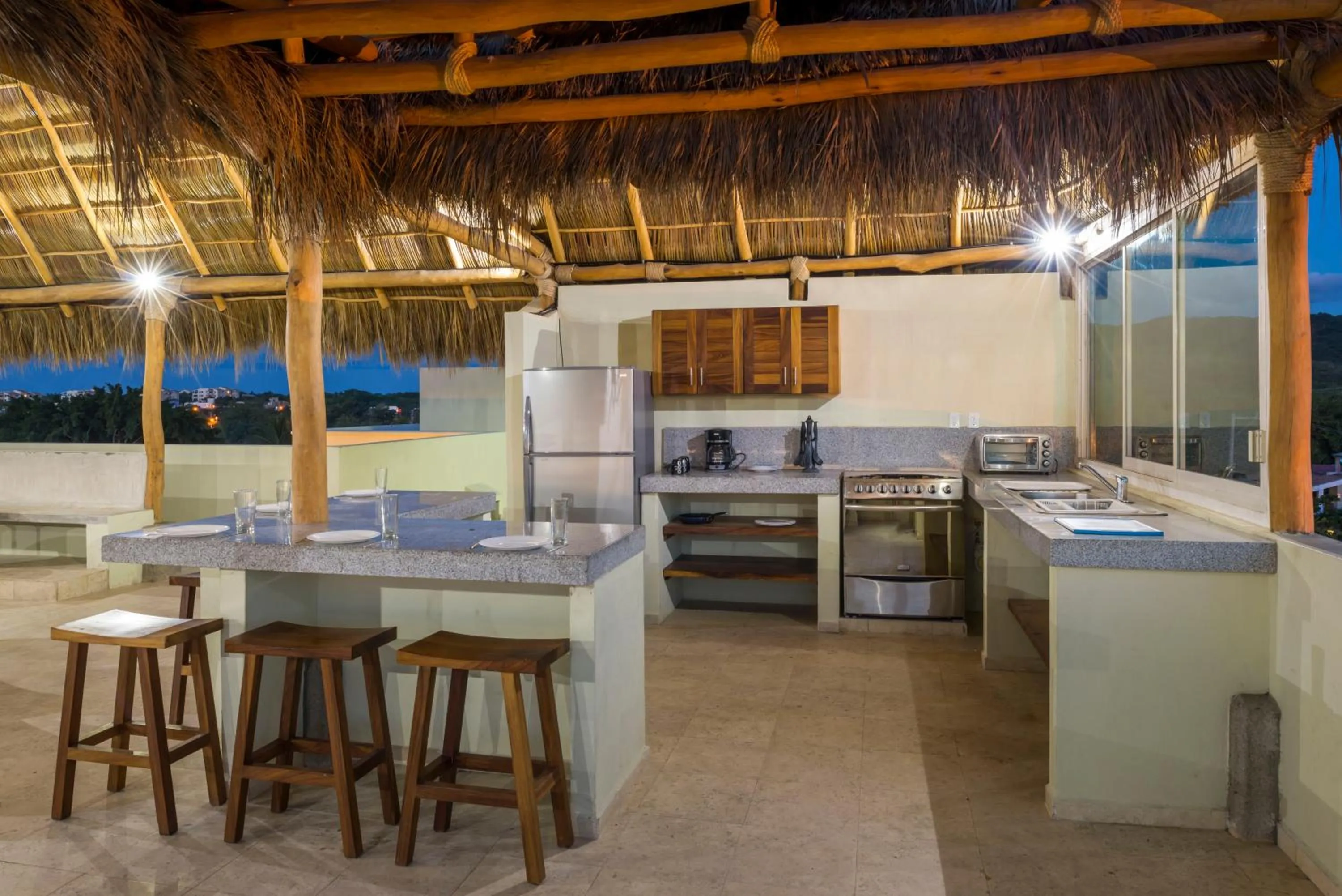 Kitchen or kitchenette in Punto Mita Eco Surf Suites & Café
