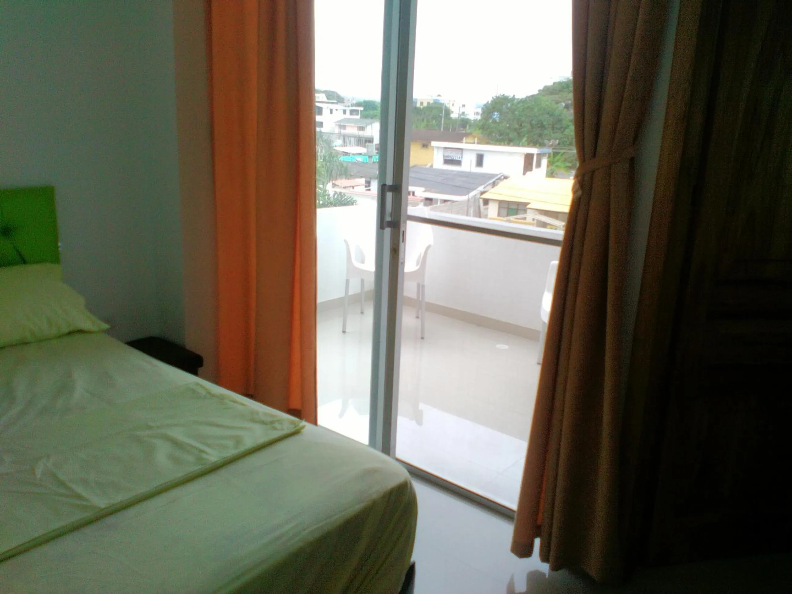 Balcony/Terrace, Bed in Hotel Almond Beach