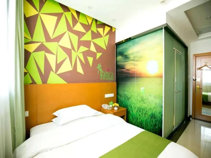 Bed in GreenTree Hospitality Group Ltd Vatica Jiuquan West Han Shengsheng Shengshi Hotel