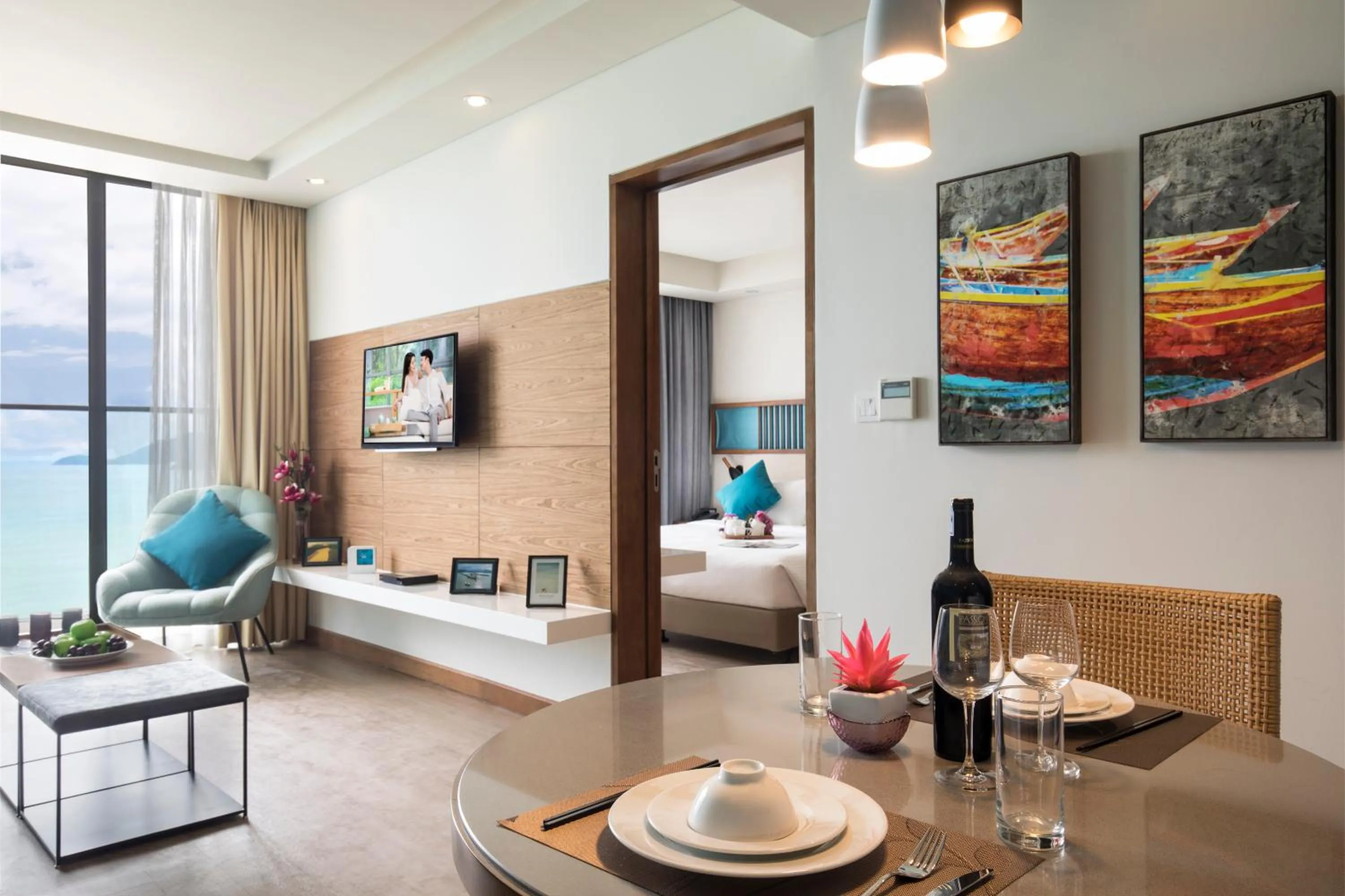 Living room, Bed in Citadines Bayfront Nha Trang