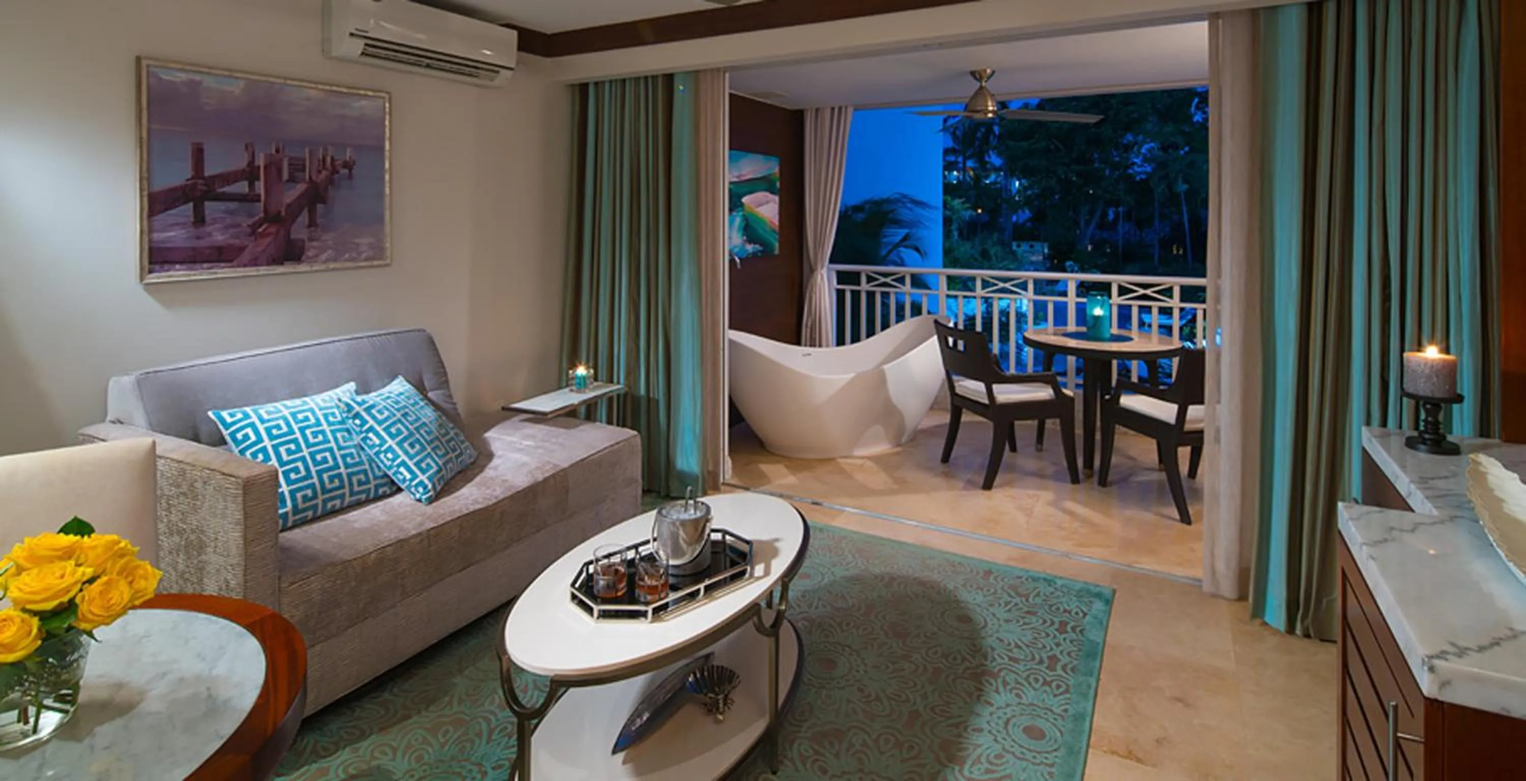 Crystal Lagoon One-Bedroom Butler Honeymoon Suite with Balcony Tranquility Soaking Tub in Sandals Barbados All Inclusive - Couples Only