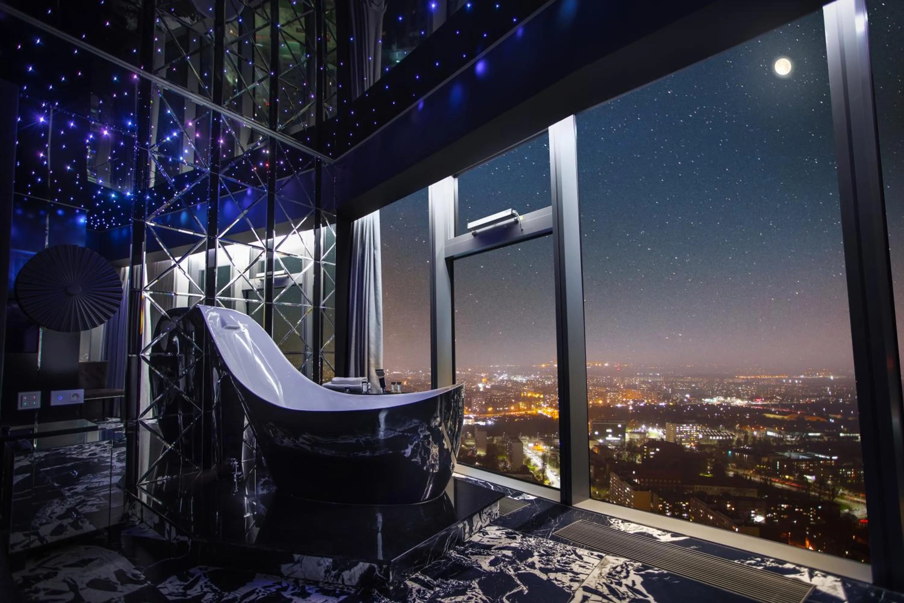 Night in 30th+ Floor Apartments in Sky Tower