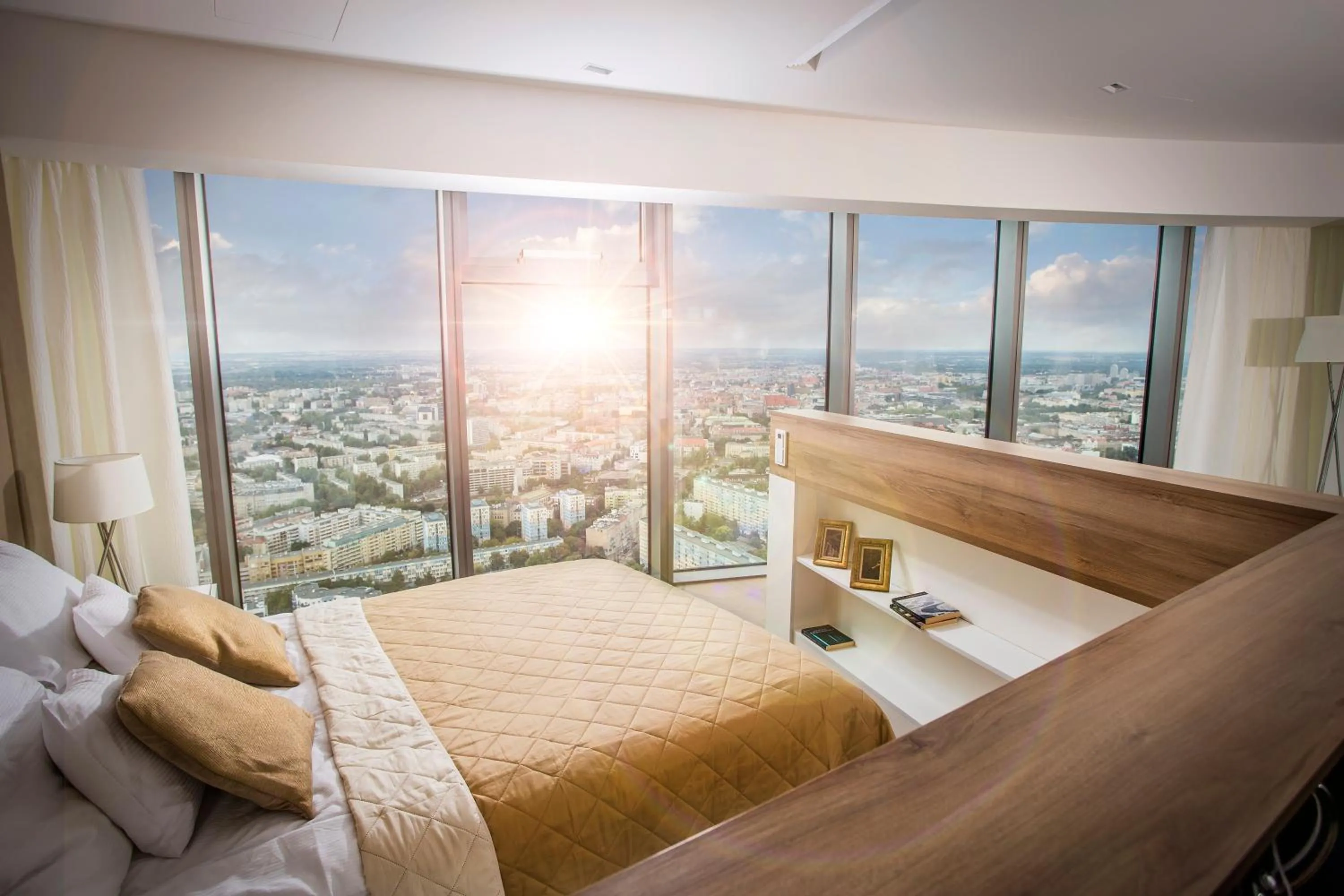 Bedroom, Bed in 30th+ Floor Apartments in Sky Tower