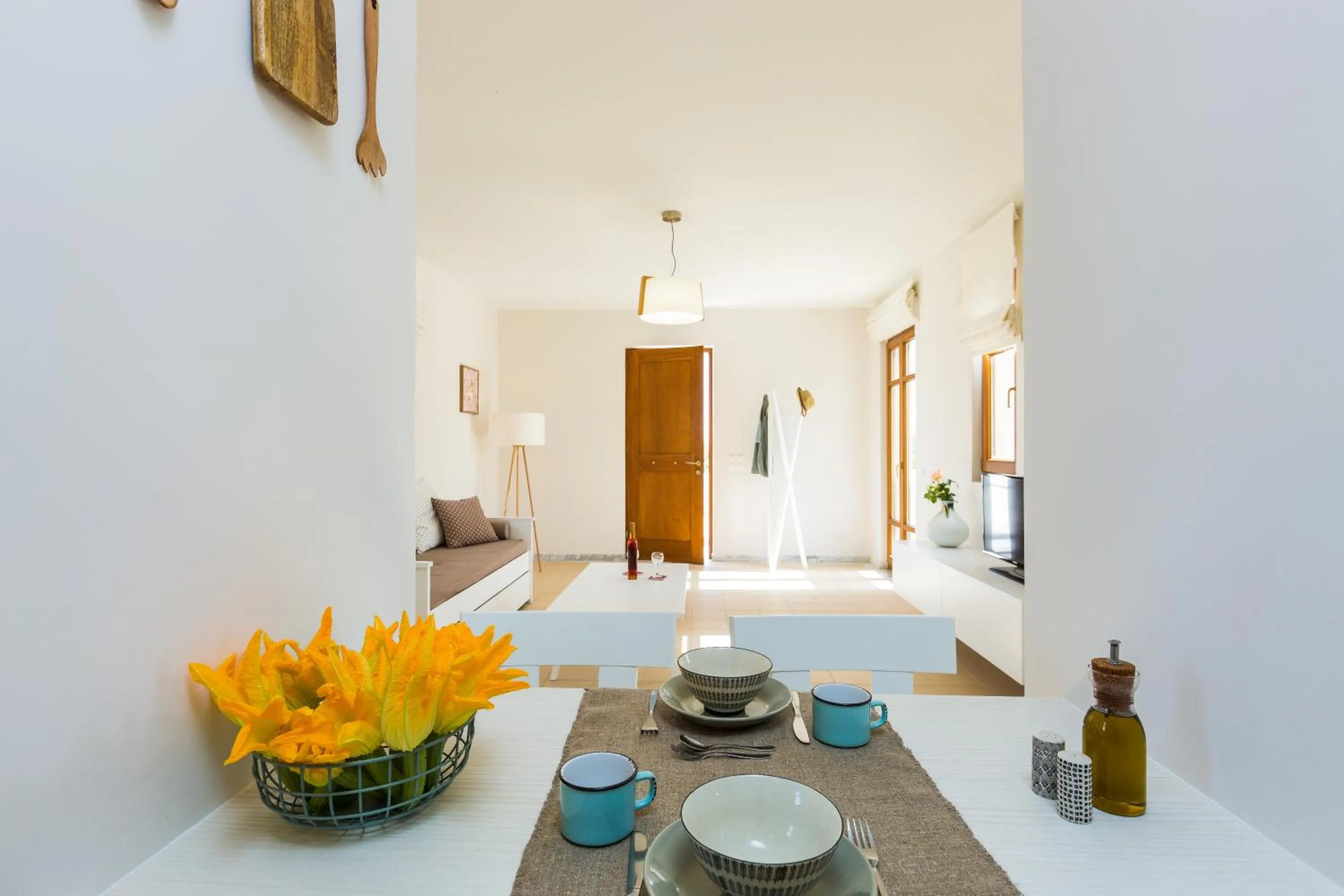 Living room, Bed in Mikro Livadi Special Lodges - Has an Eco Salt water pool - 150m from the beach