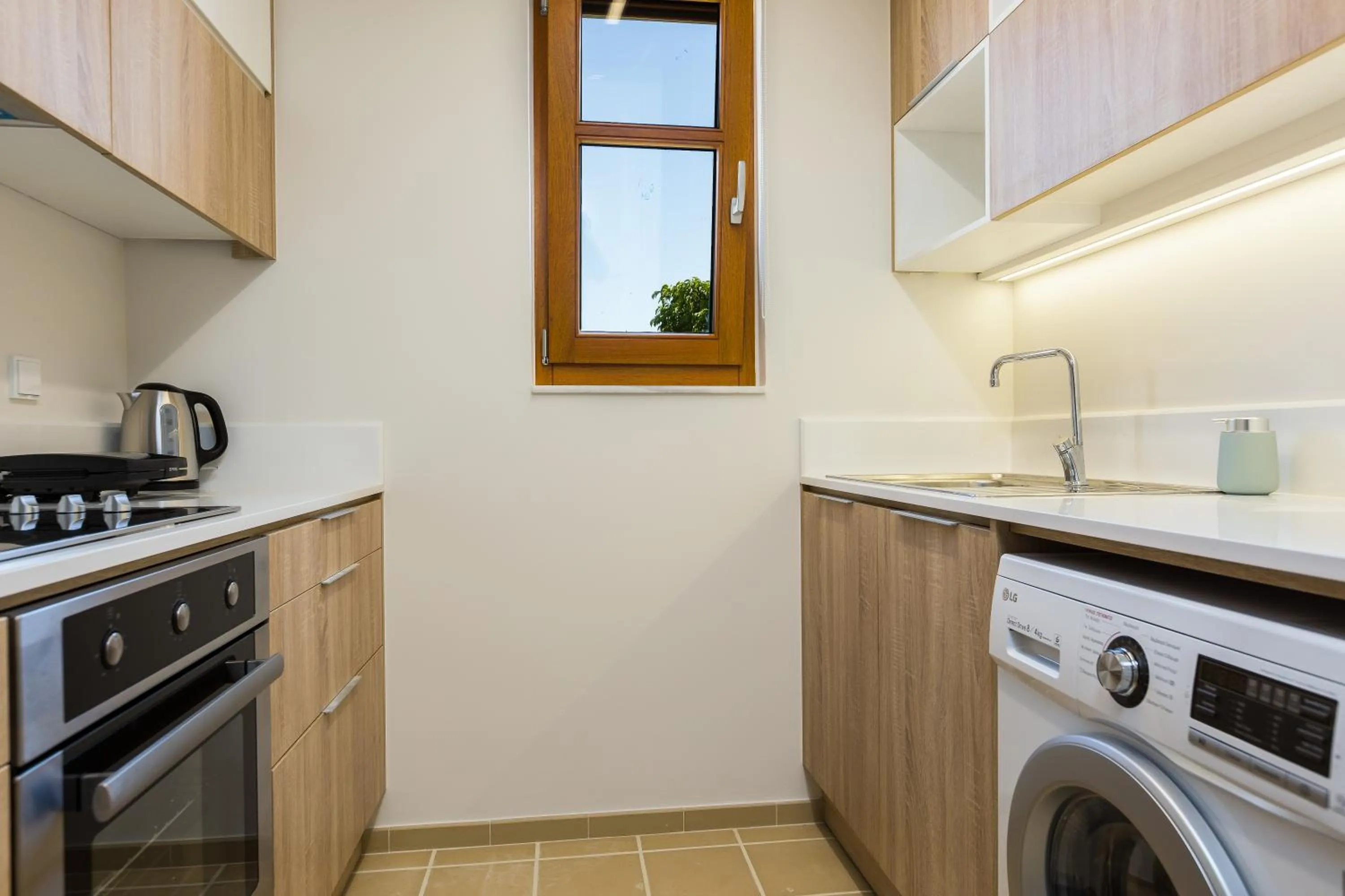 Kitchen or kitchenette in Mikro Livadi Special Lodges - Has an Eco Salt water pool - 150m from the beach