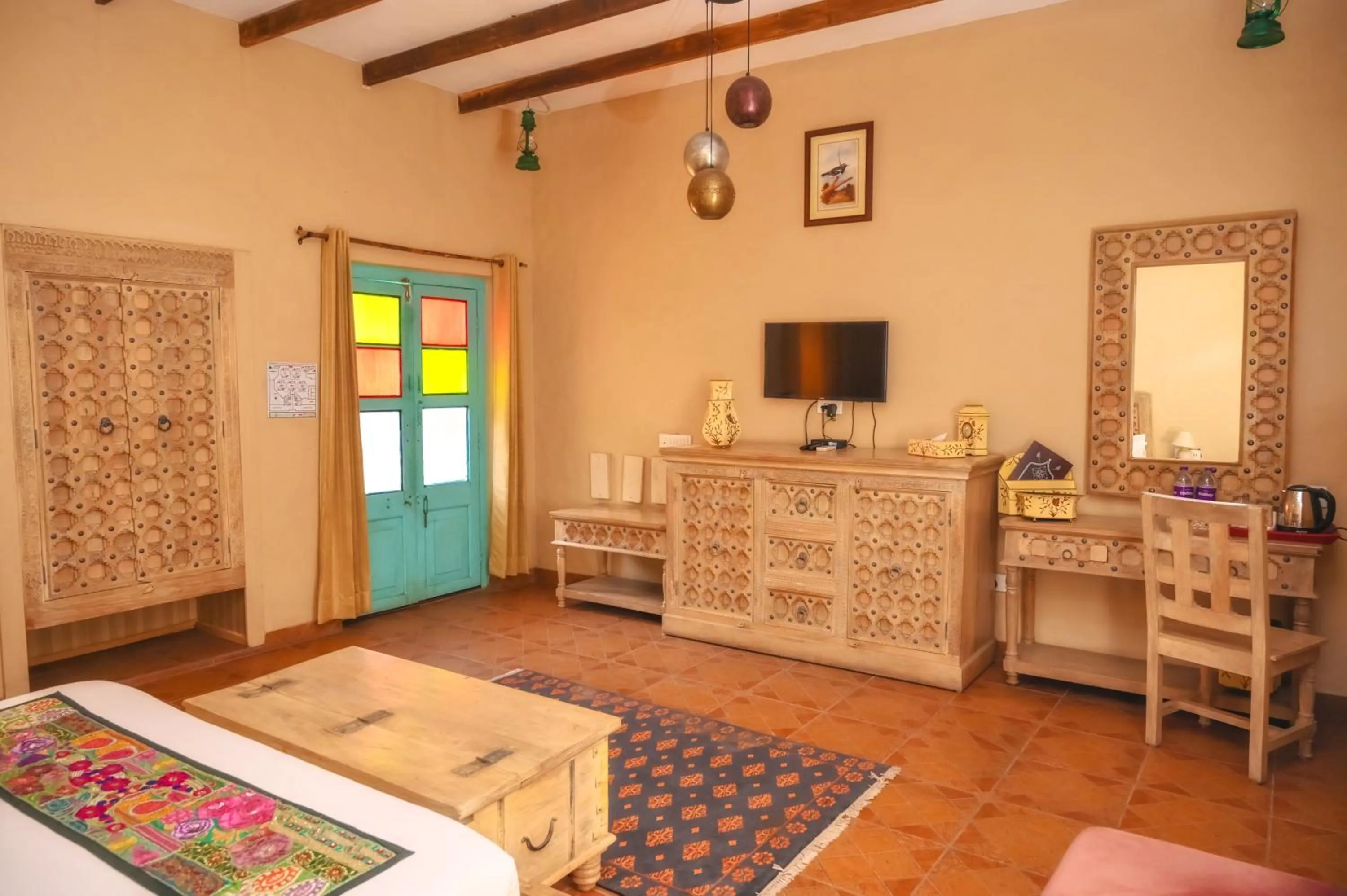 Bedroom, Bed in WelcomHeritage Ranjitvilas