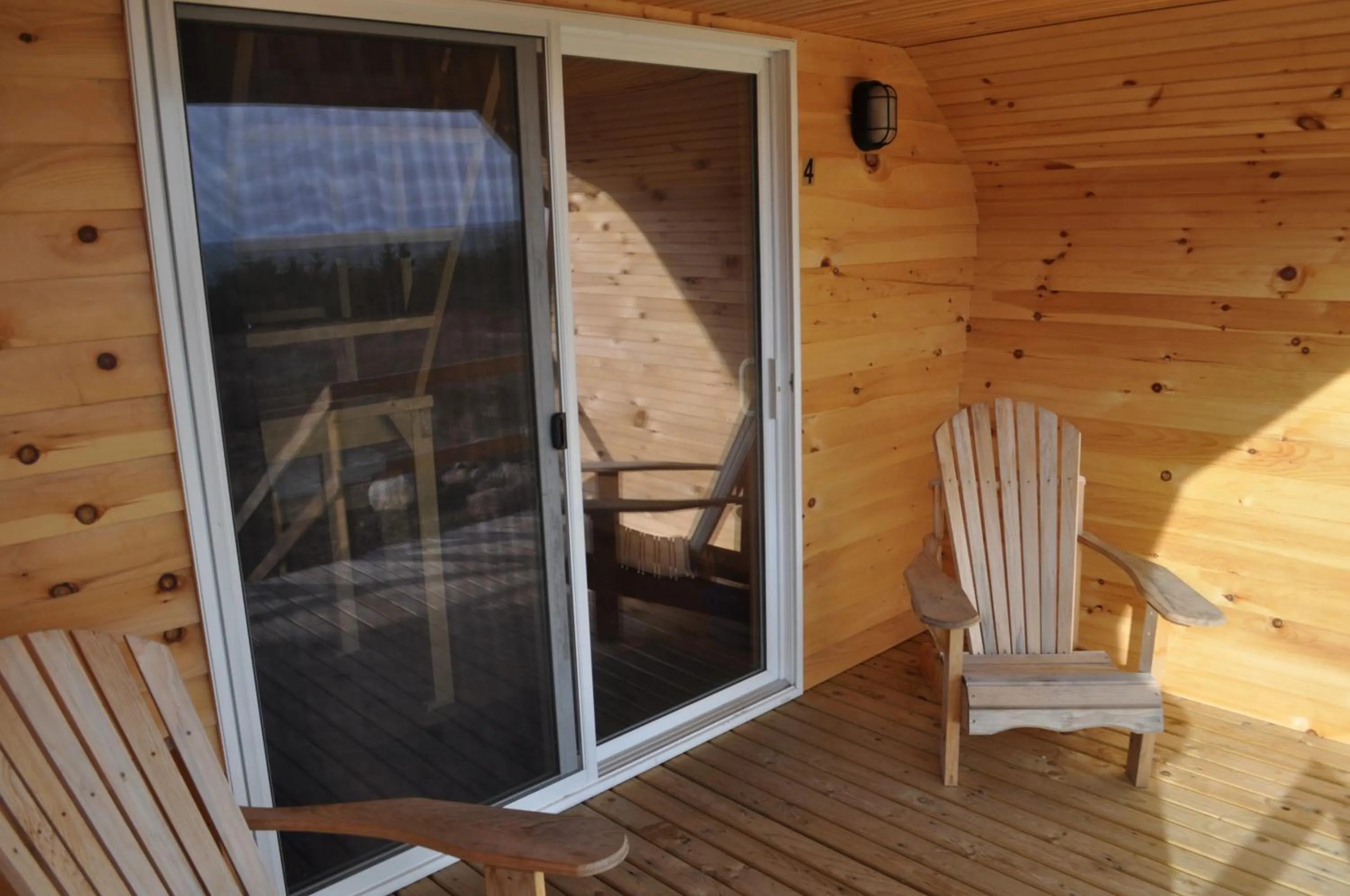 Seating area in The ZzzzMoose 2 0 Camping Cabin