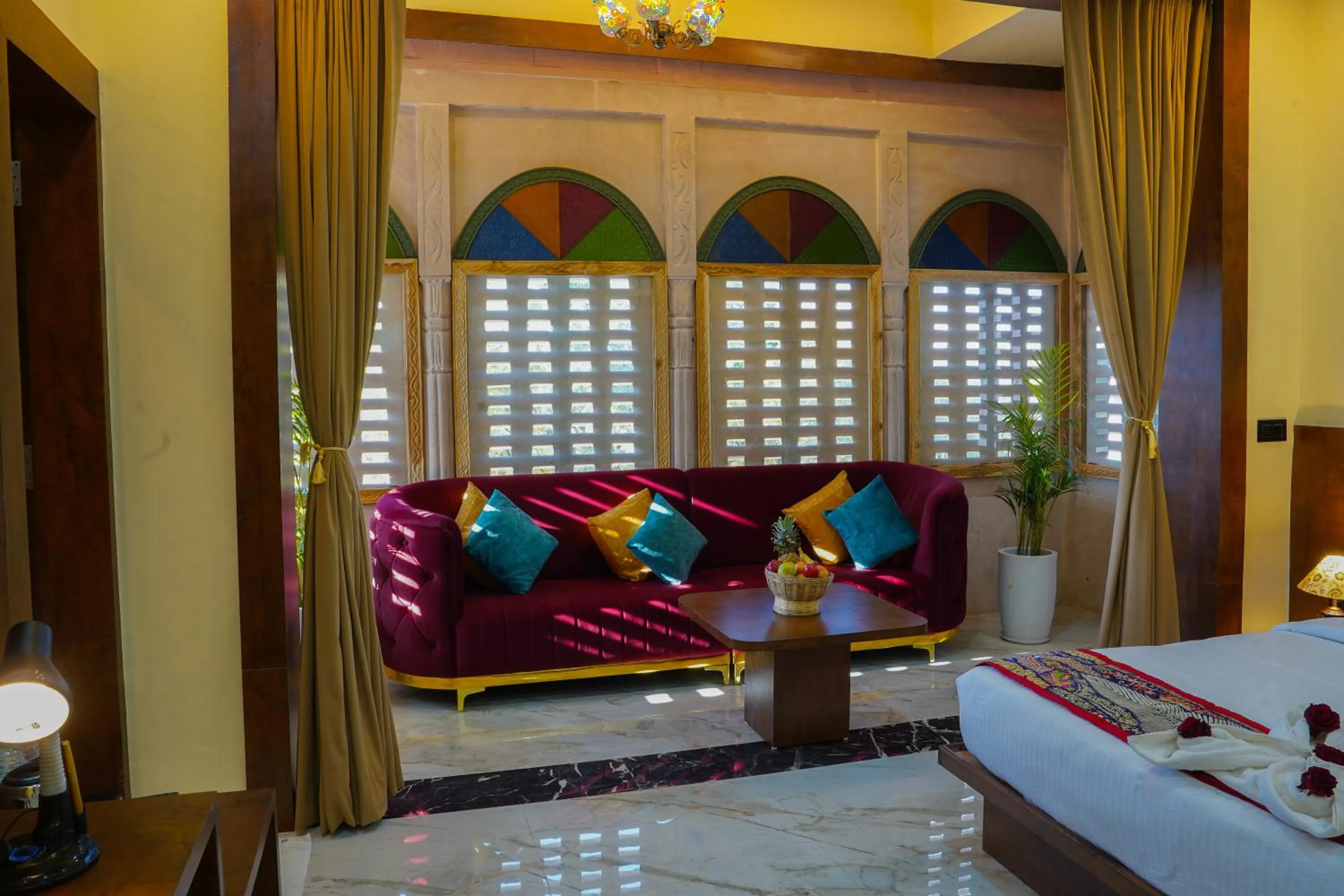 Bed in Hotel Pushkar Legacy