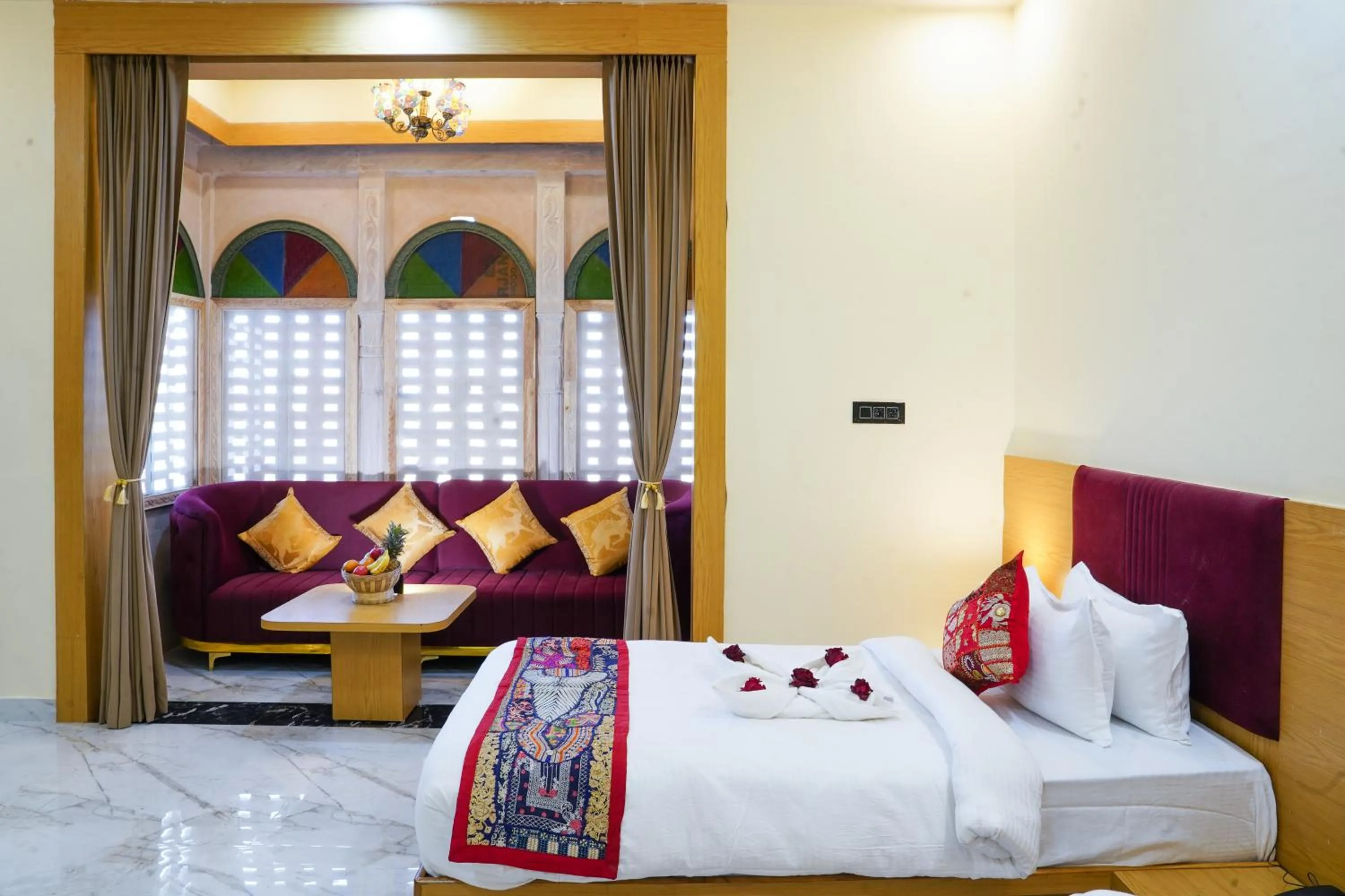 Bed in Hotel Pushkar Legacy