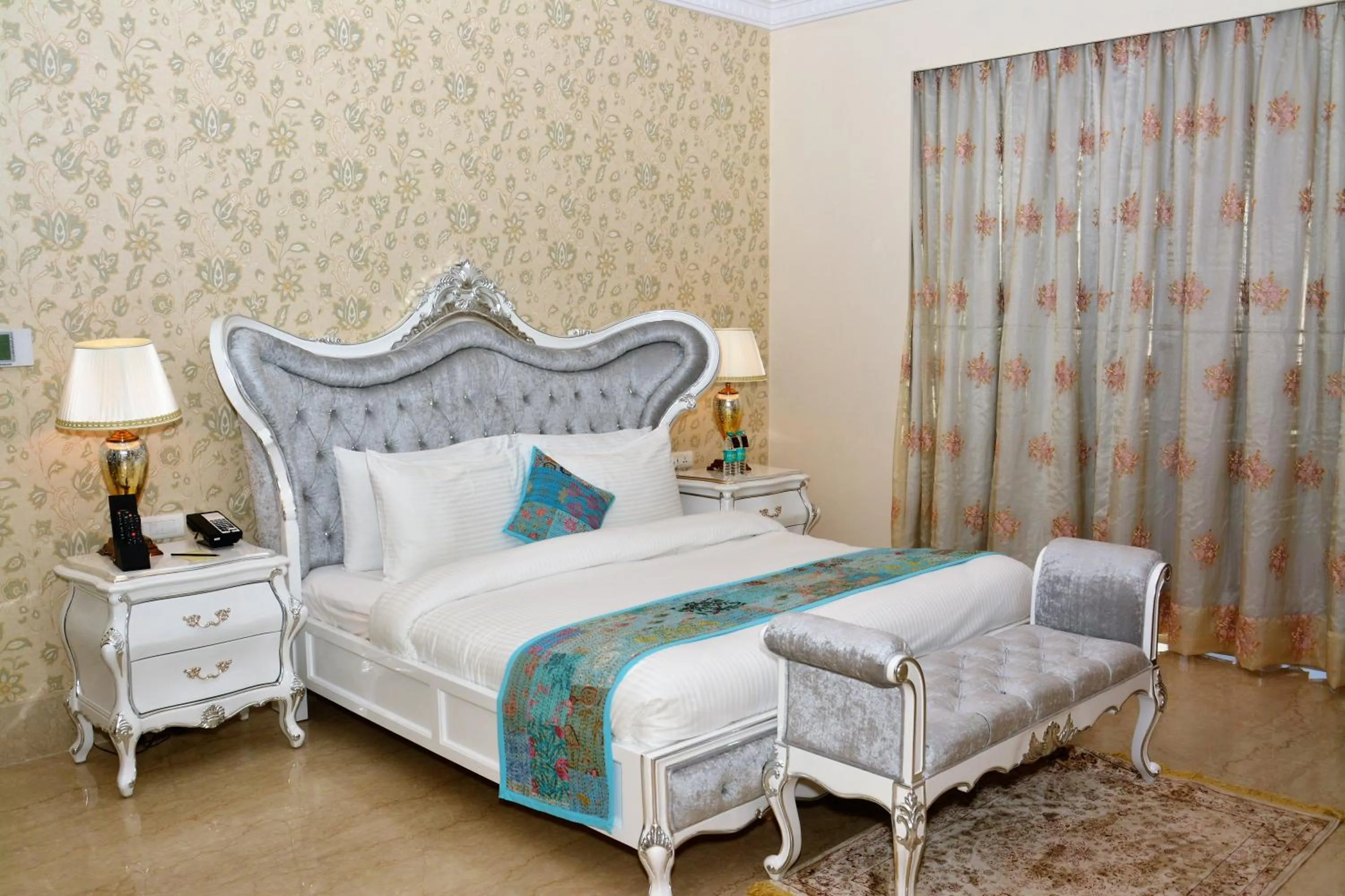 Decorative detail, Bed in Indana Palace Jaipur